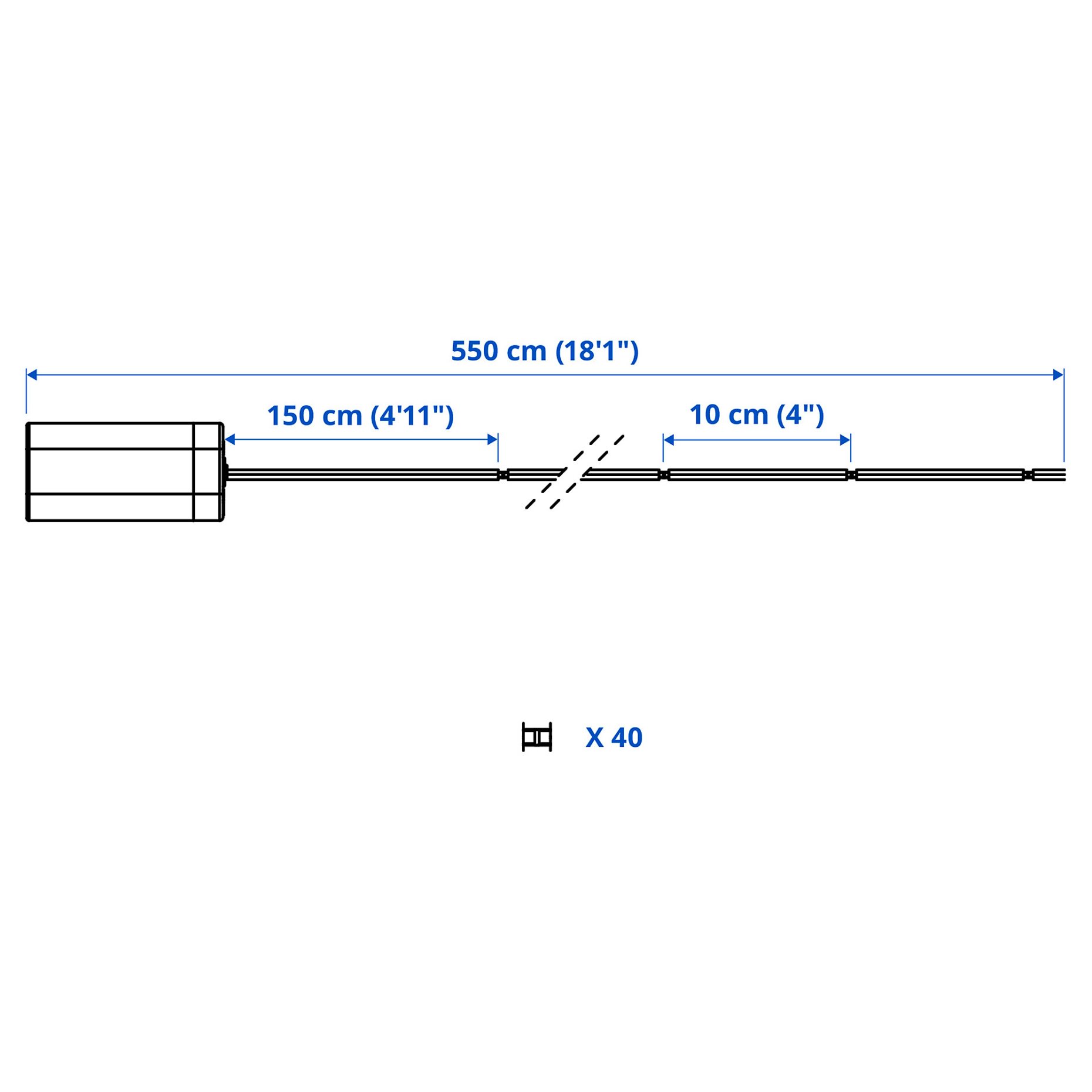 STRÅLA, lighting chain with built in LED light source/40 lights/battery-operated, outdoor, 505.990.77