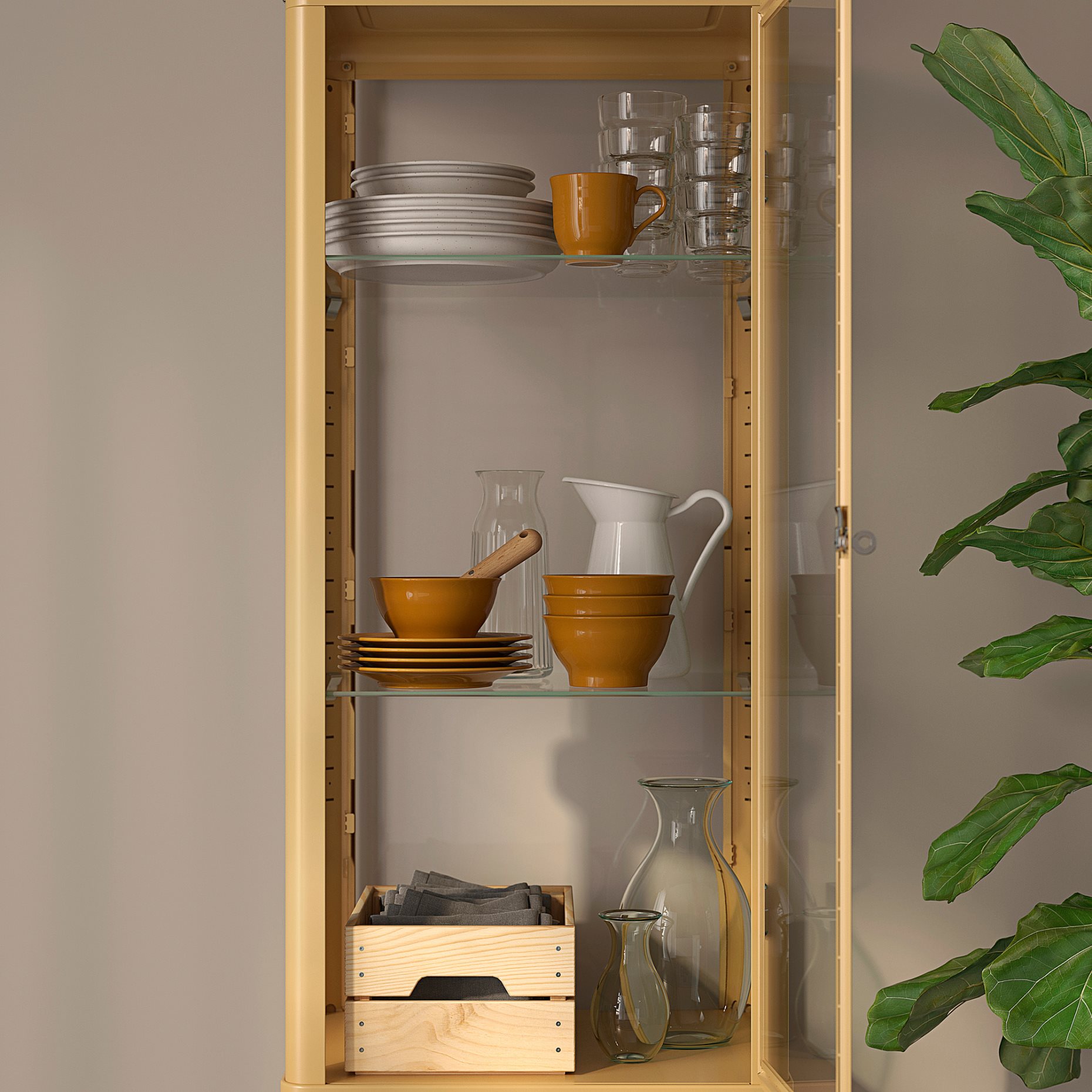 FABRIKÖR, glass-door cabinet, 57x150 cm, 506.014.24