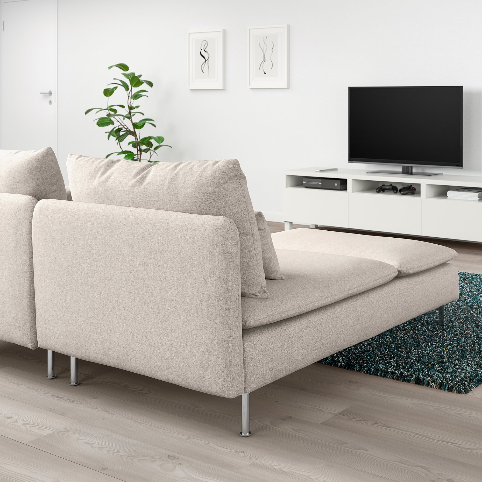 SÖDERHAMN, 2-seat sofa with chaise longue, 593.054.24