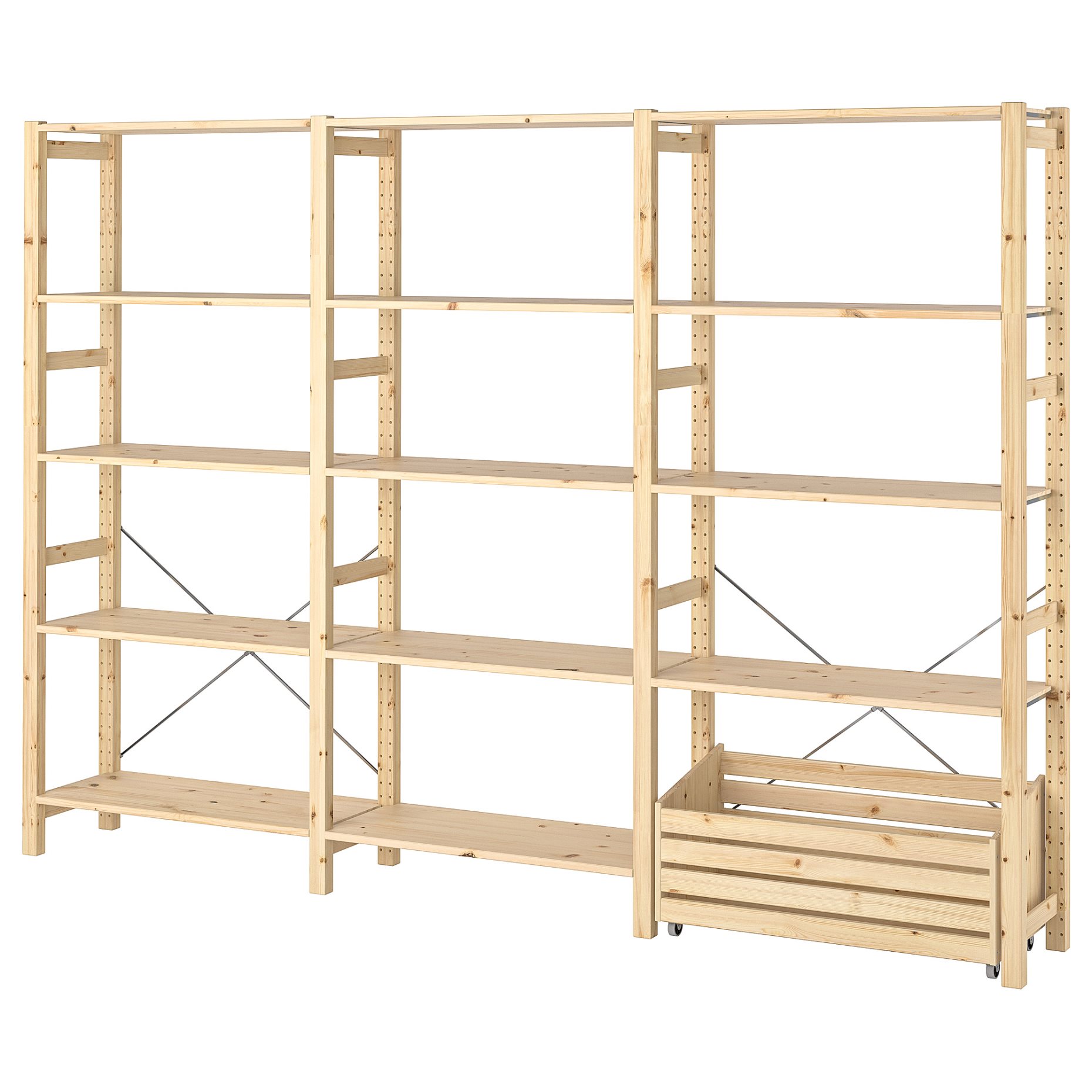 IVAR, shelving unit with storage box, 259x30x179 cm, 594.174.12