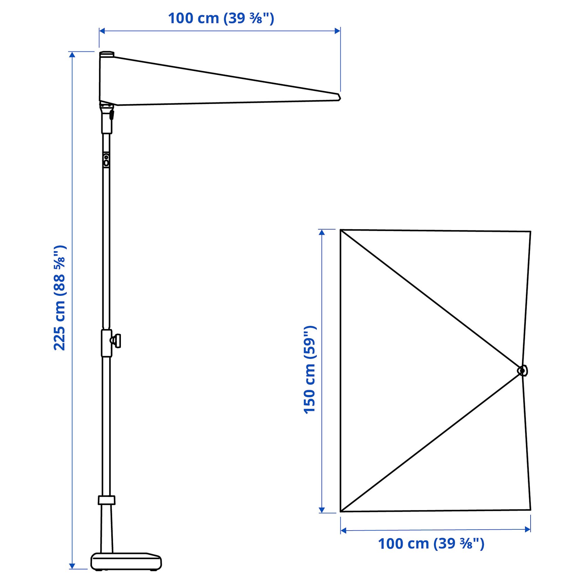 LILLEO/BRAMSON, ομπρέλα ήλιου με βάση, 150 cm, 594.401.01