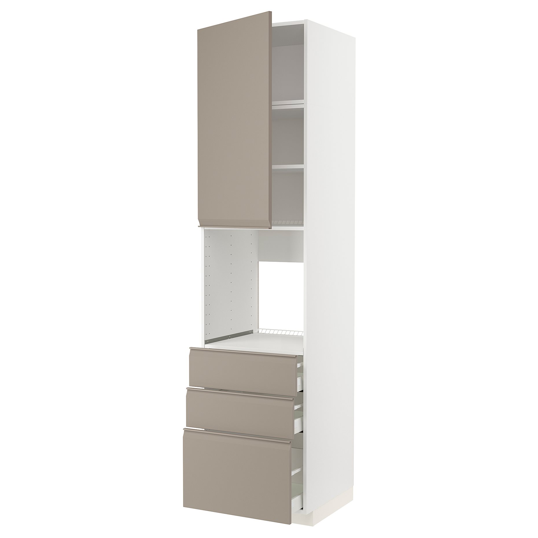 METOD/MAXIMERA, high cabinet for oven with door/3 drawers, 60x60x240 cm, 594.923.07