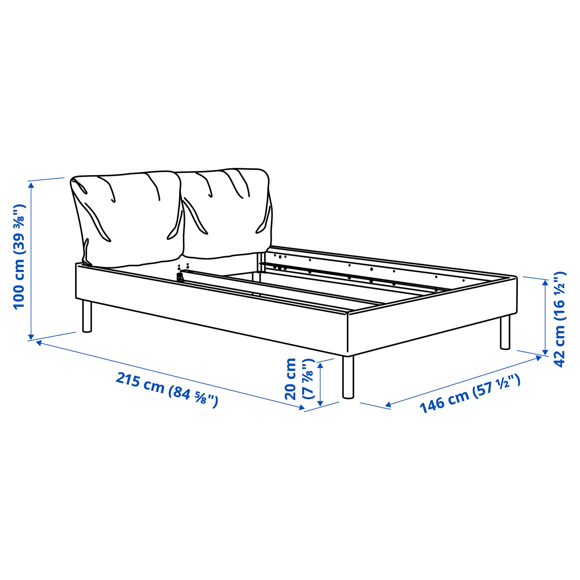 SAGESUND, upholstered bed frame, 140x200 cm, 594.965.36