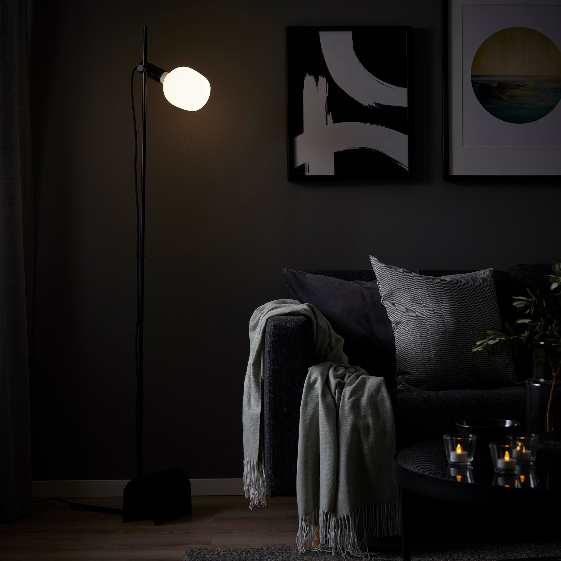 HARSLINGA/TRADFRI, floor lamp with light bulb/smart, 595.134.99