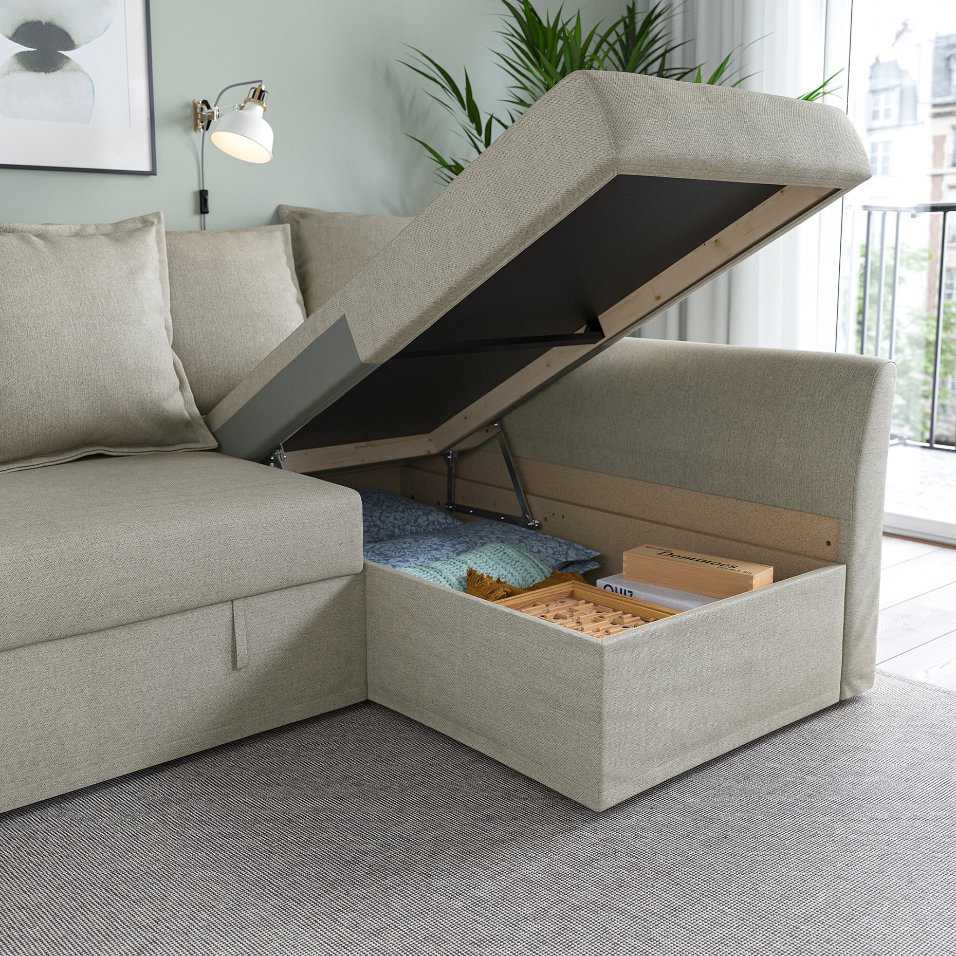 HOLMSUND, corner sofa-bed, 595.168.98