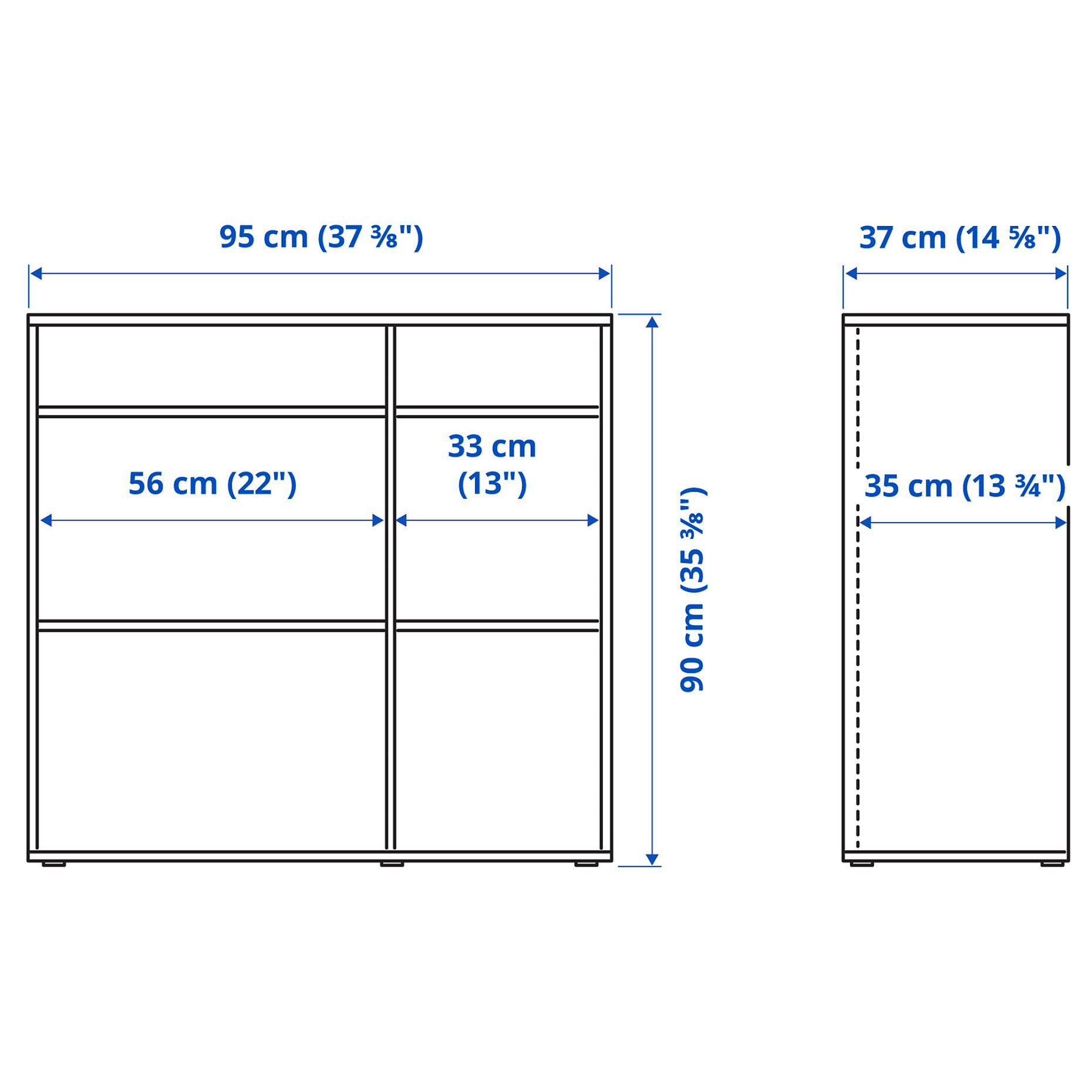 VIHALS, storage combination with glass doors, 285x37x90 cm, 595.212.15