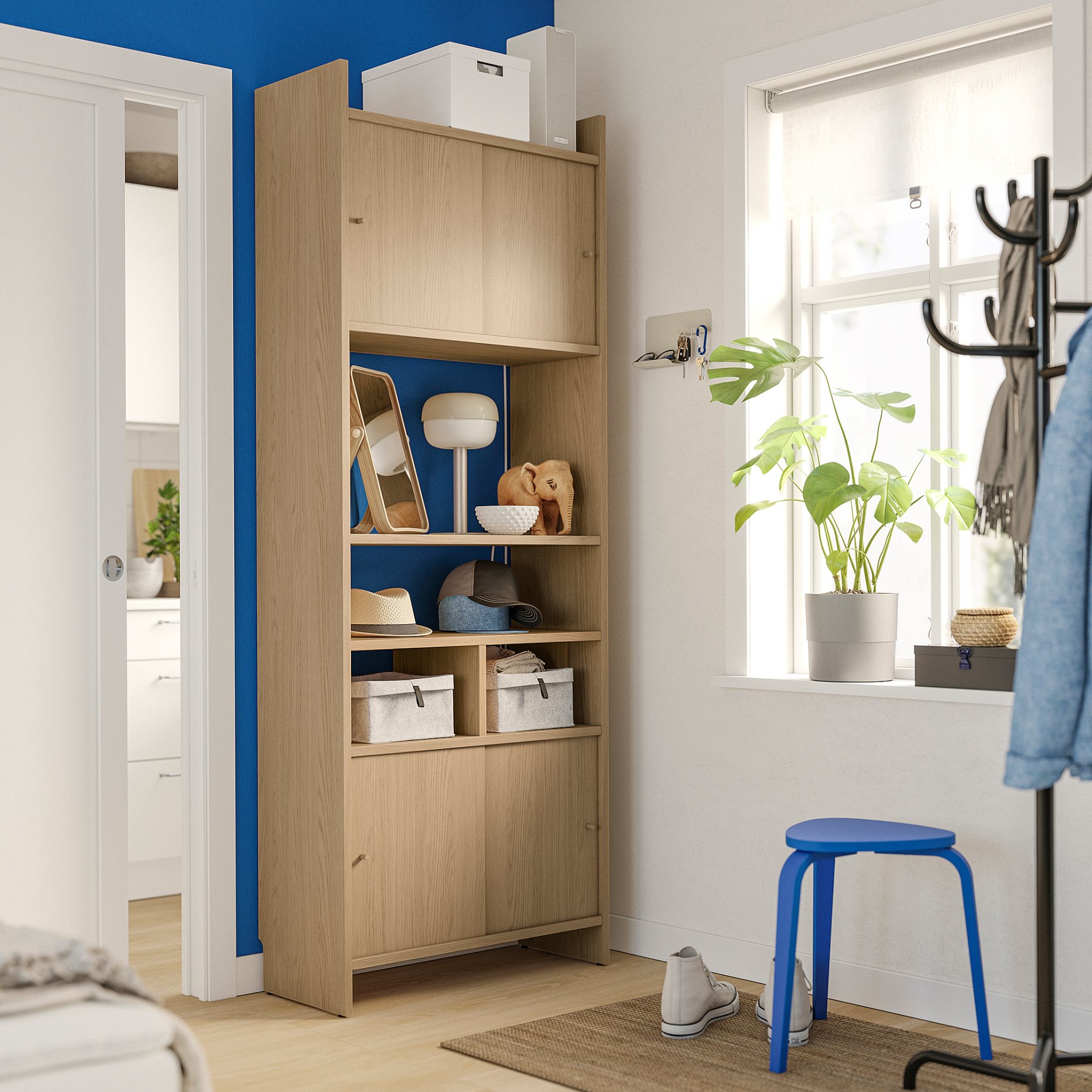 LÅDMAKARE, storage combination with sliding doors and 1 shelf insert, 81x35x212 cm, 595.646.91