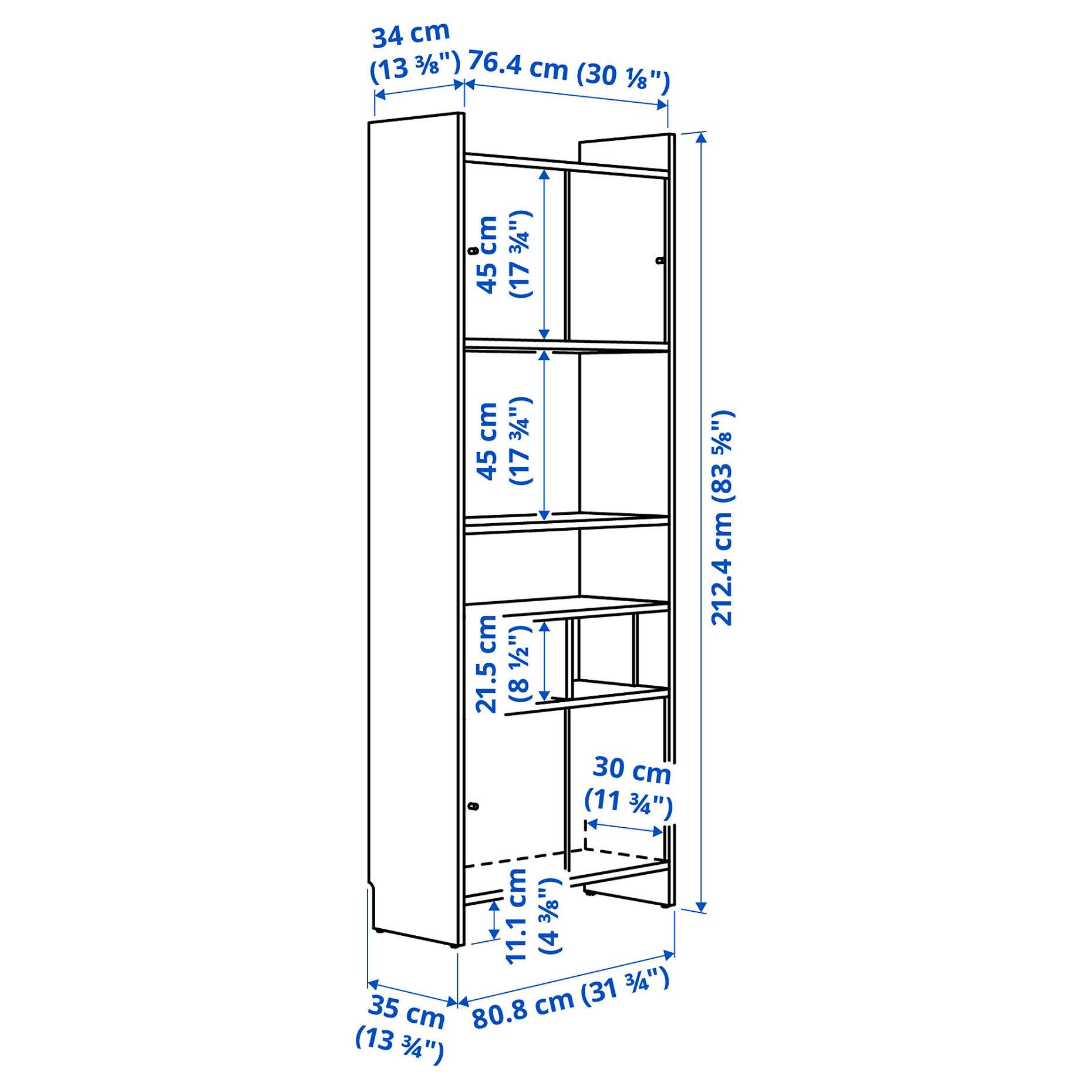 LÅDMAKARE, storage combination with sliding doors and 1 shelf insert, 81x35x212 cm, 595.646.91