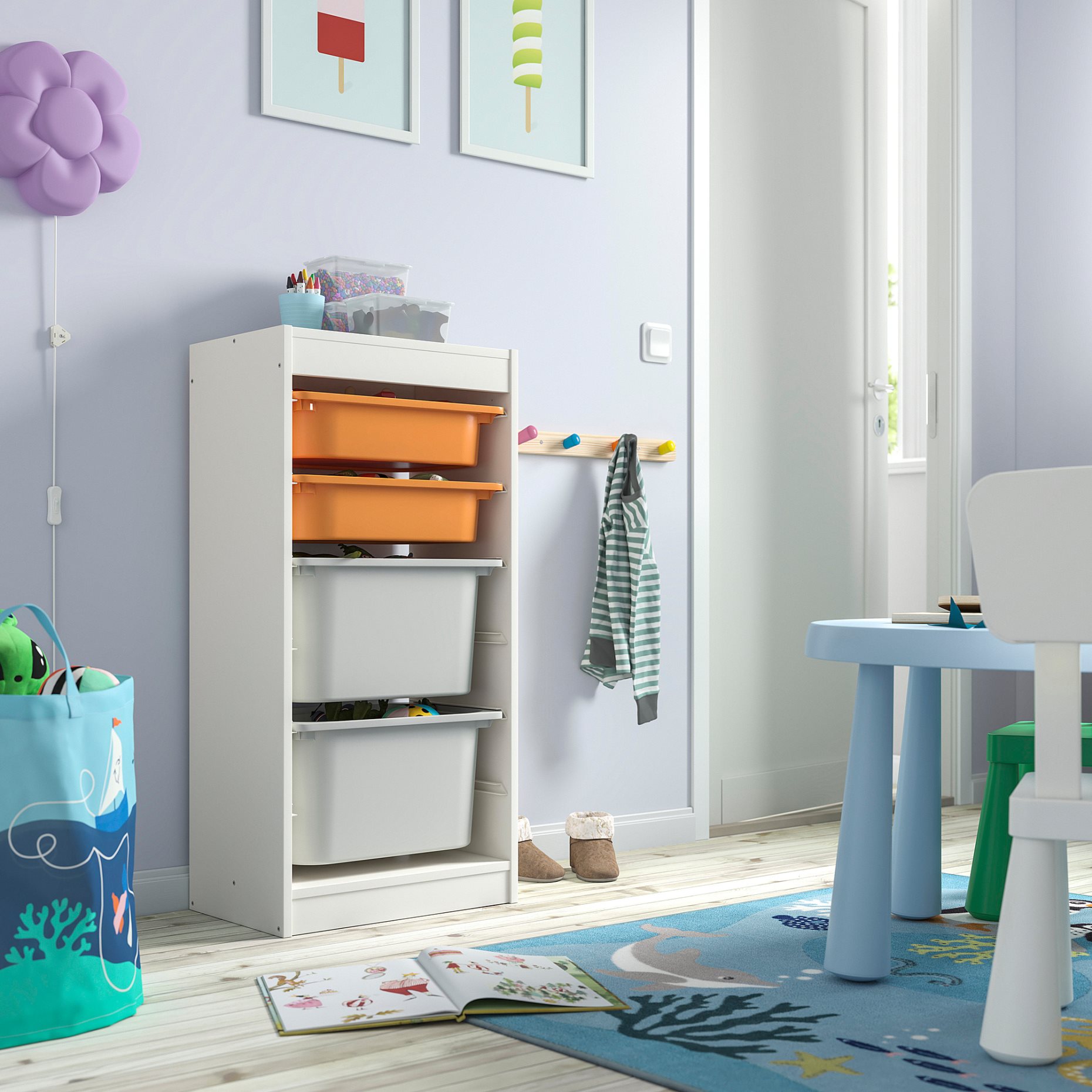 TROFAST, σύνθεση αποθήκευσης με κουτιά, 46x30x94 cm, 595.751.90