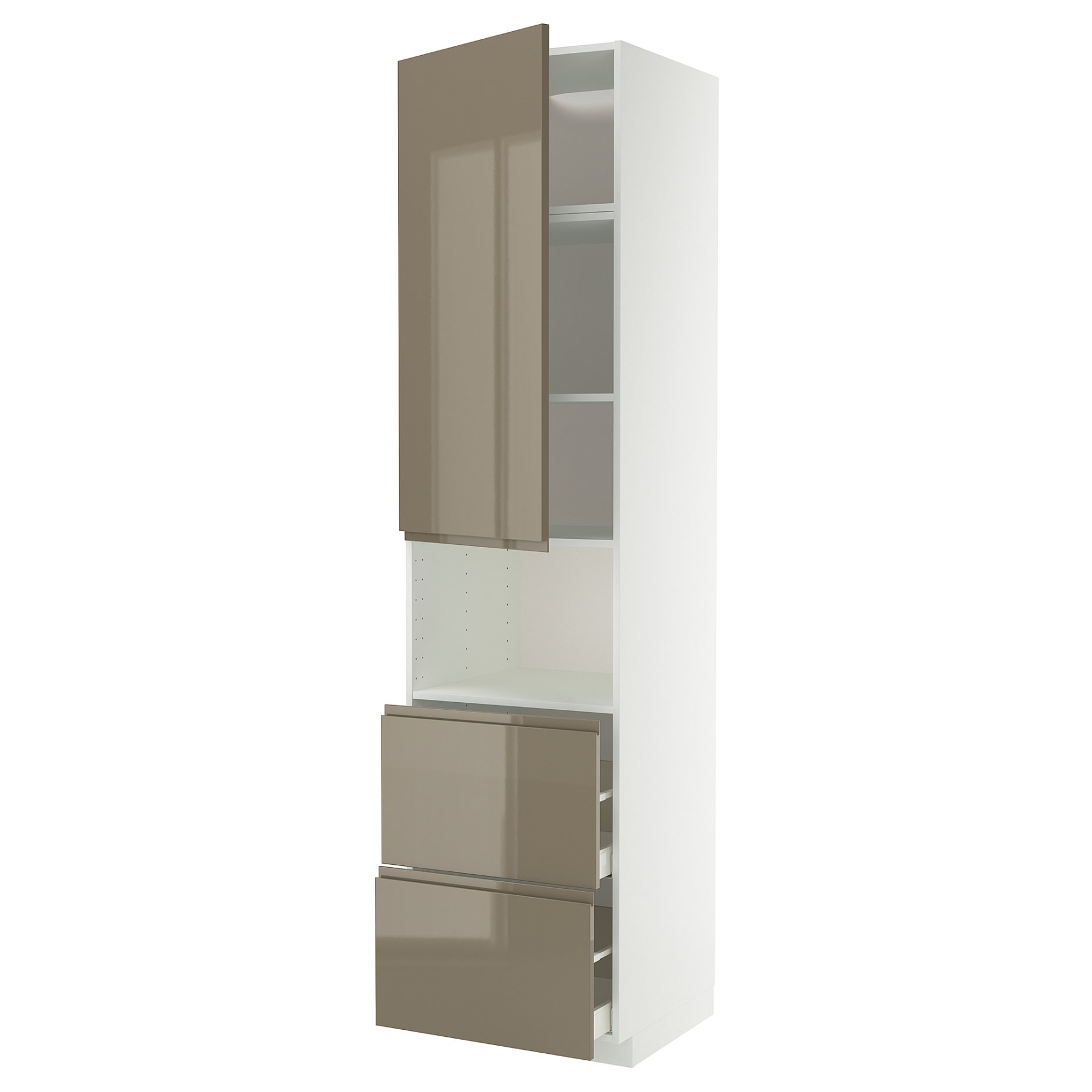 METOD, high cabinet for microwave with door/2 drawers, 60x60x240 cm, 595.769.34