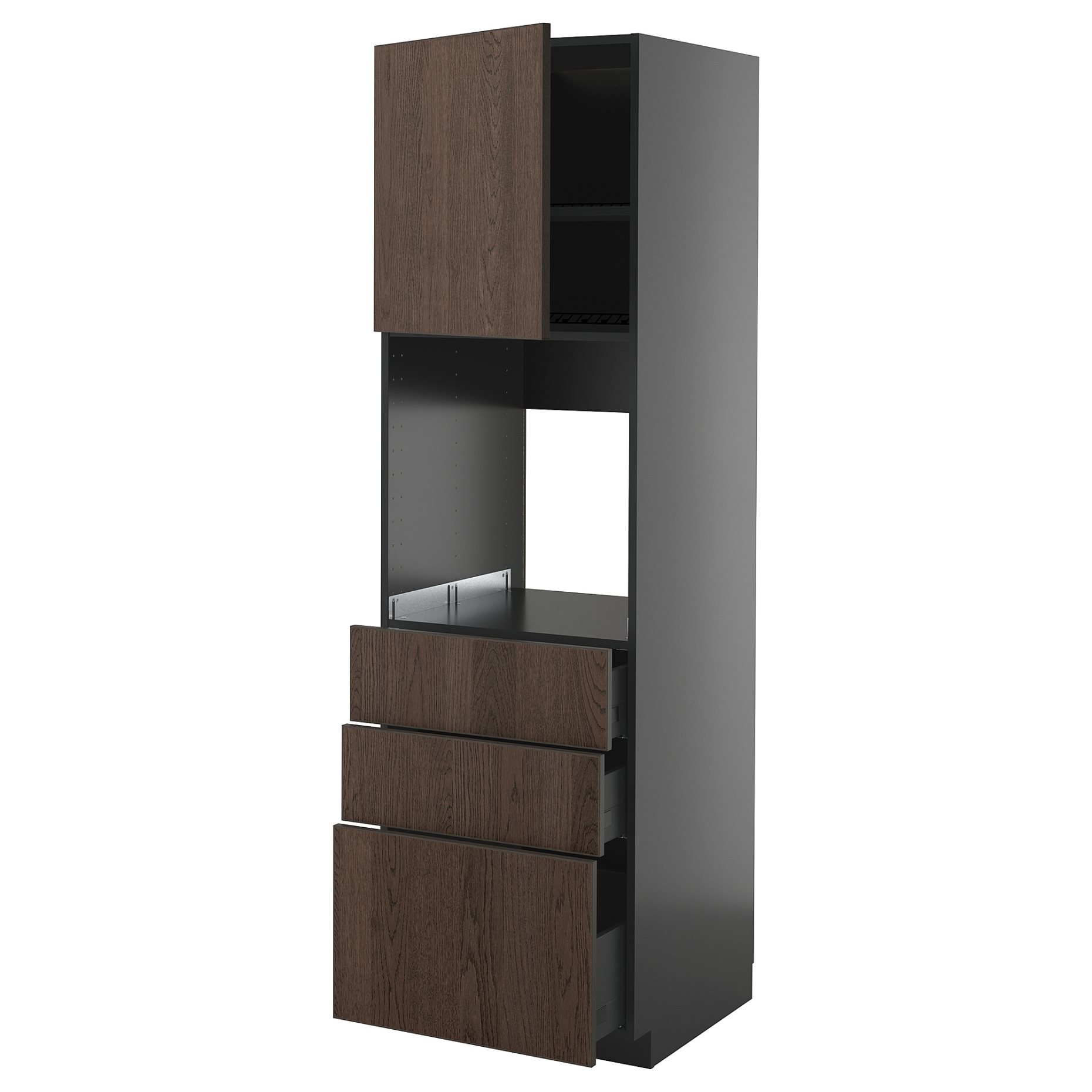 METOD/KNIVSHULT, high cabinet for oven with door/3 drawers, 60x60x200 cm, 595.888.09