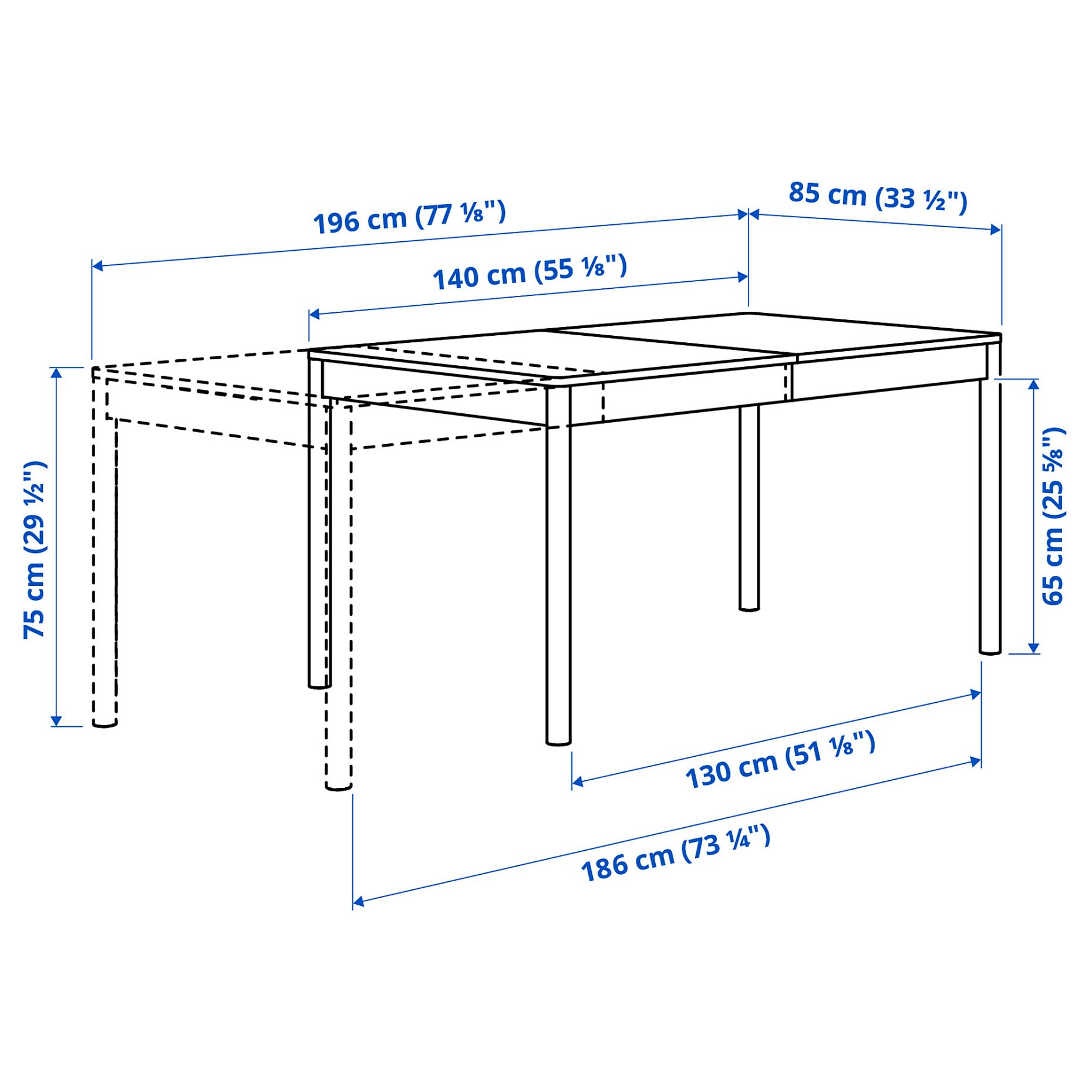 TONSTAD/KRYLBO, table and 4 chairs, 140/196x85 cm, 595.967.10