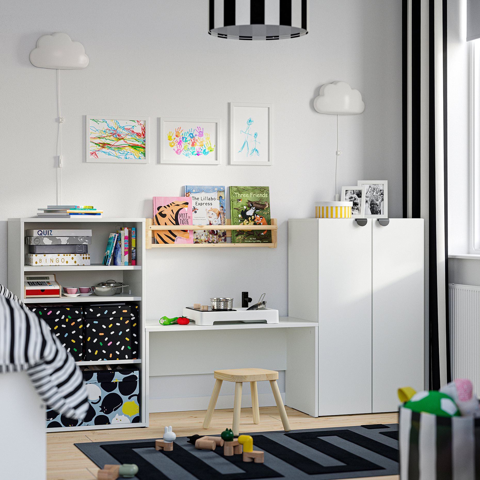 LASTARE, σύνθεση αποθήκευσης με πάγκο, 210x42x100 cm, 596.038.81