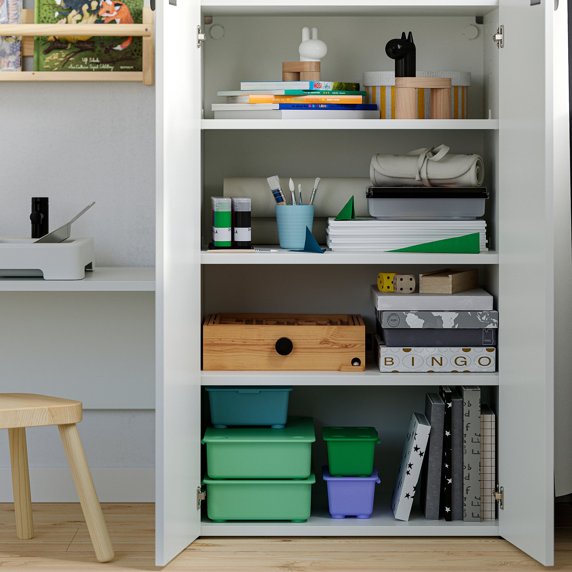 LASTARE, σύνθεση αποθήκευσης με πάγκο, 210x42x100 cm, 596.038.81