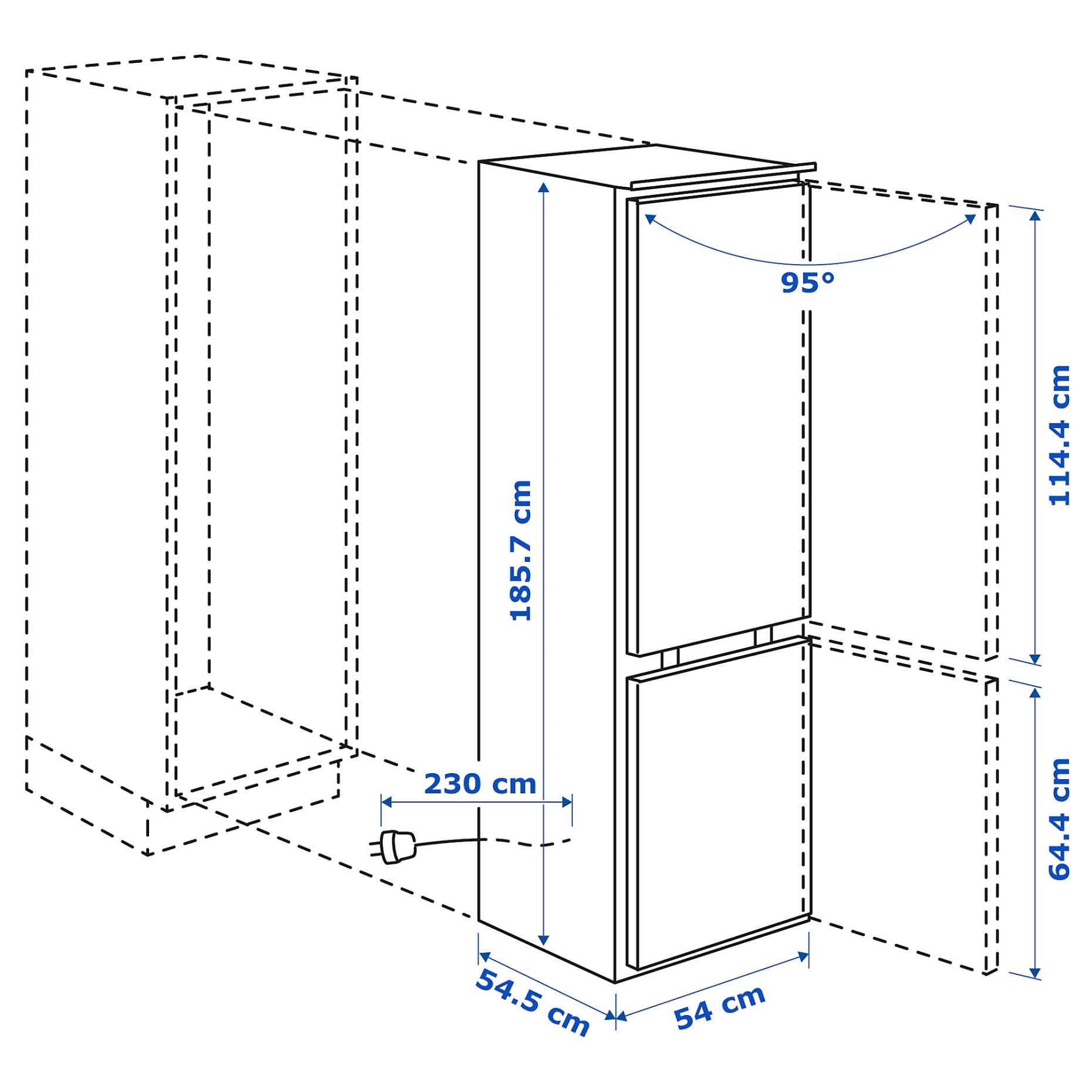 TINAD, ψυγείο/καταψύκτης/IKEA 550 ενσωματωμένος, 210/79 l, 604.999.54
