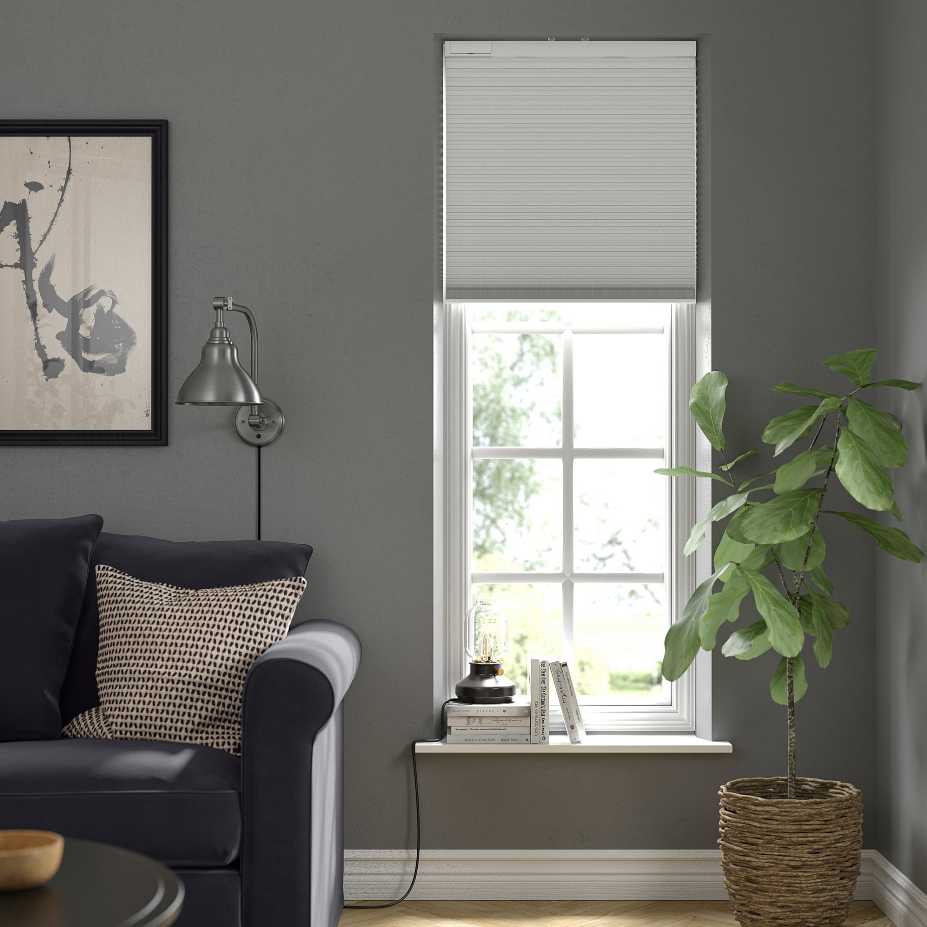 TREDANSEN, κυψελοειδές στόρι πλήρους συσκότισης ασύρματο/λειτουργία με μπαταρία, 60x195 cm, 605.124.46