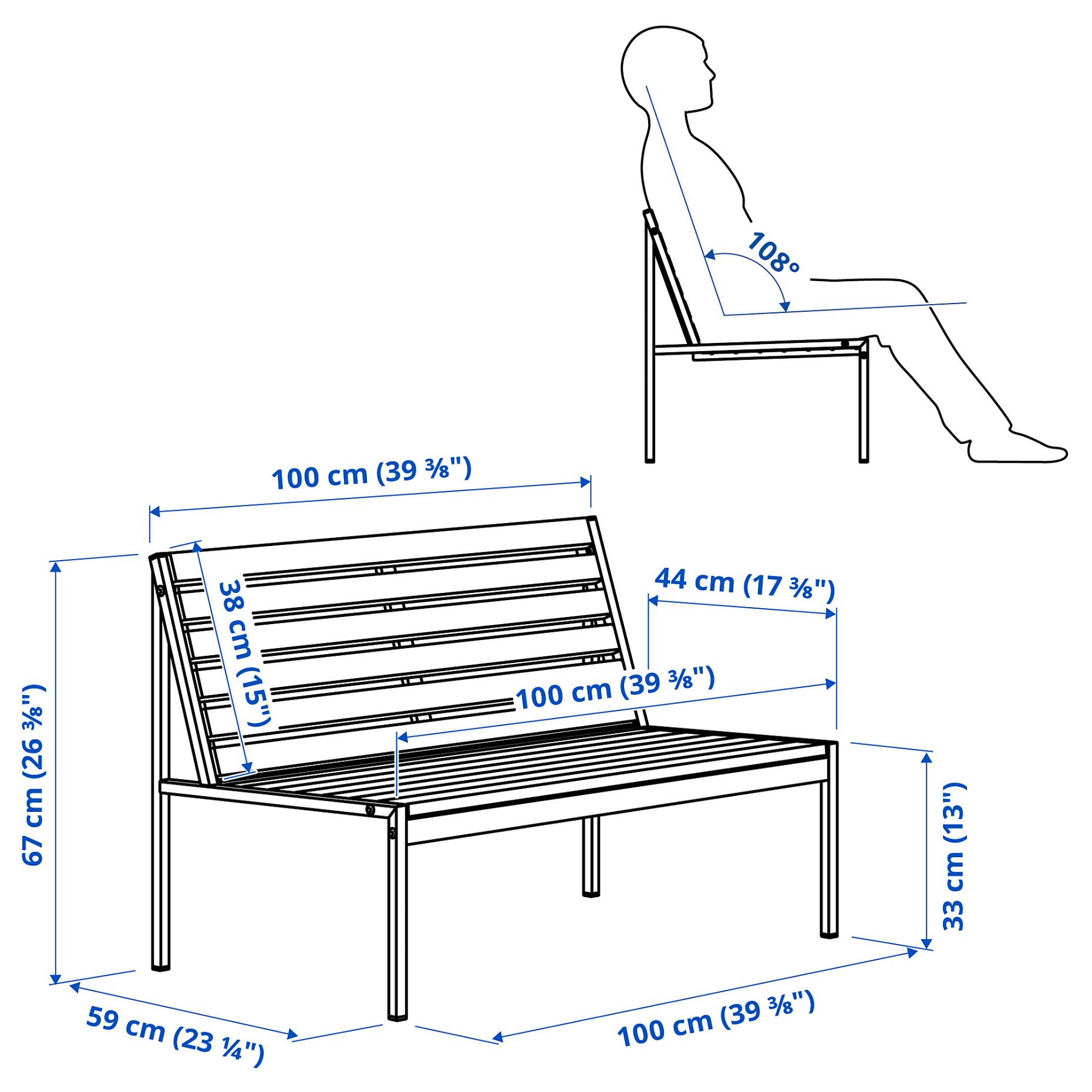 JOLPEN, 2-seat sofa/outdoor, 100x59x67 cm, 605.154.83