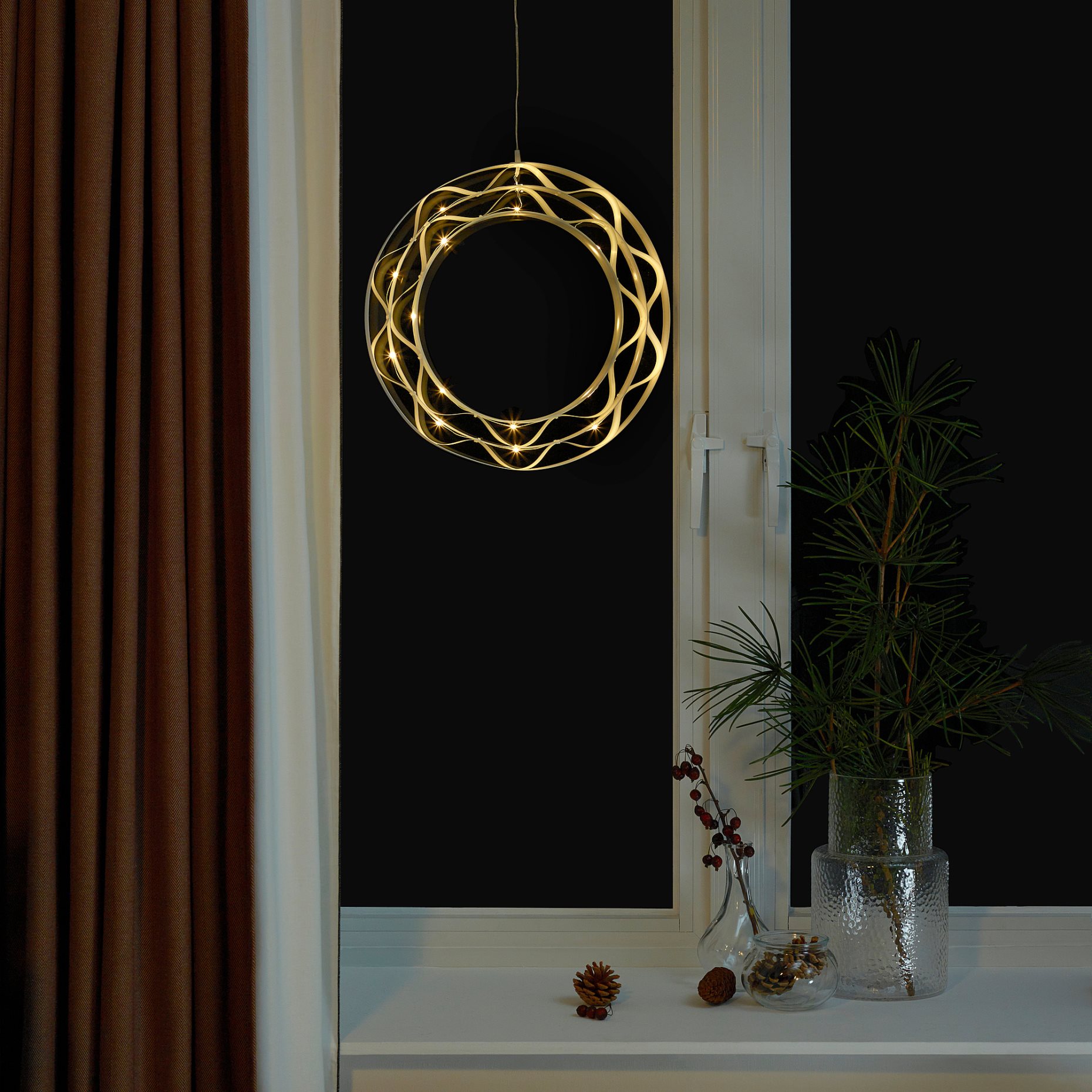 STRÅLA, pendant lamp with built-in LED light source/ring shaped/battery-operated, 37 cm, 605.629.74