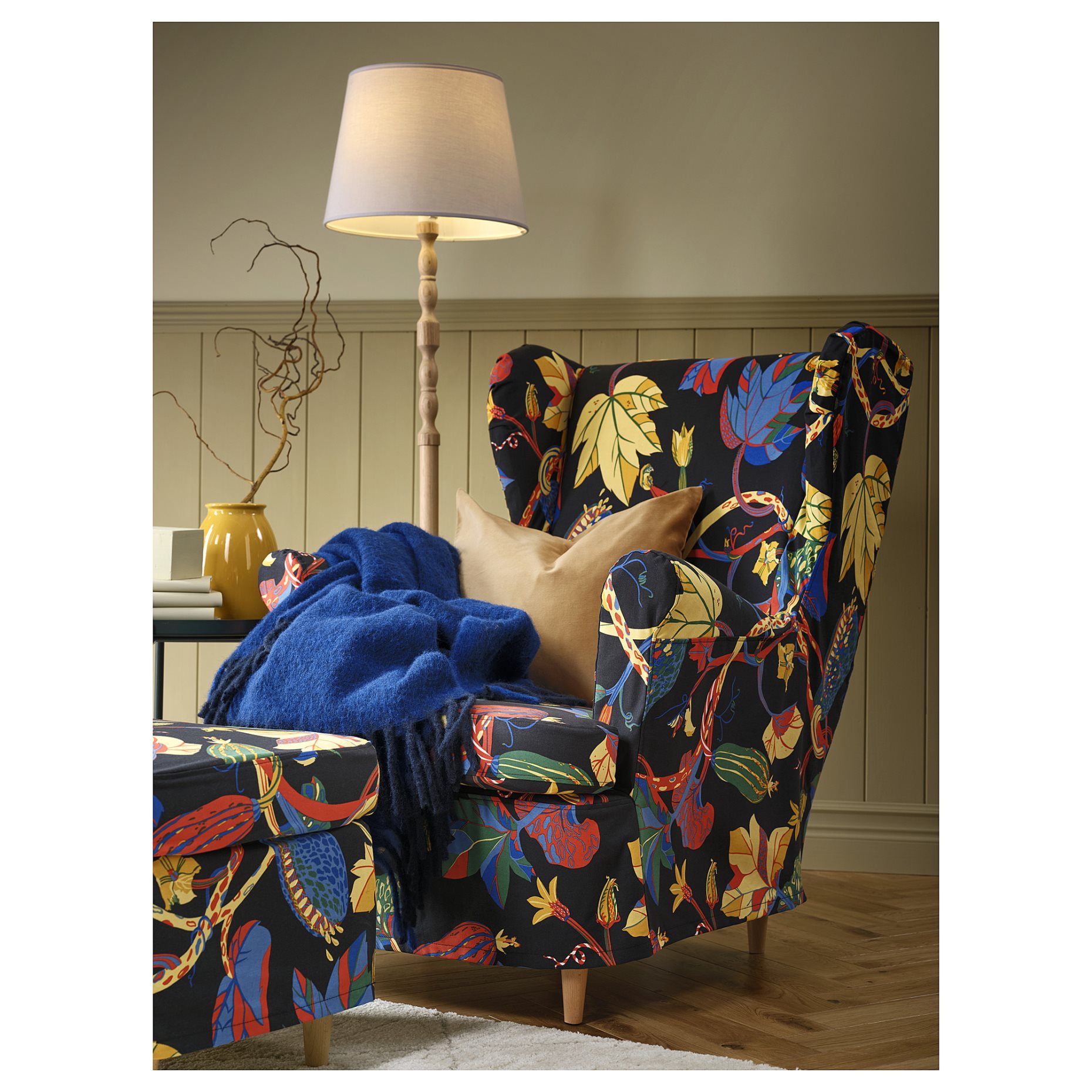 STRANDMON, slipcover for wing chair, 605.754.91