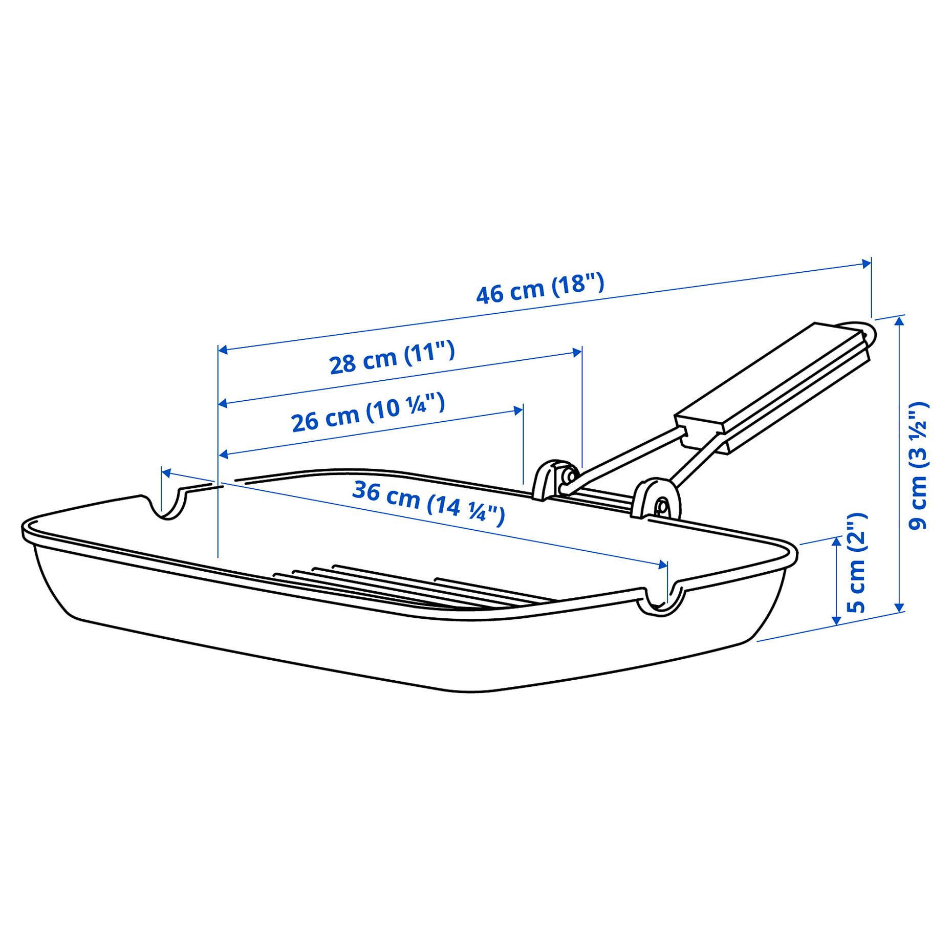 GRILLA, τηγάνι γκριλ με αντικολλητική επένδυση, 36x26 cm, 605.871.68