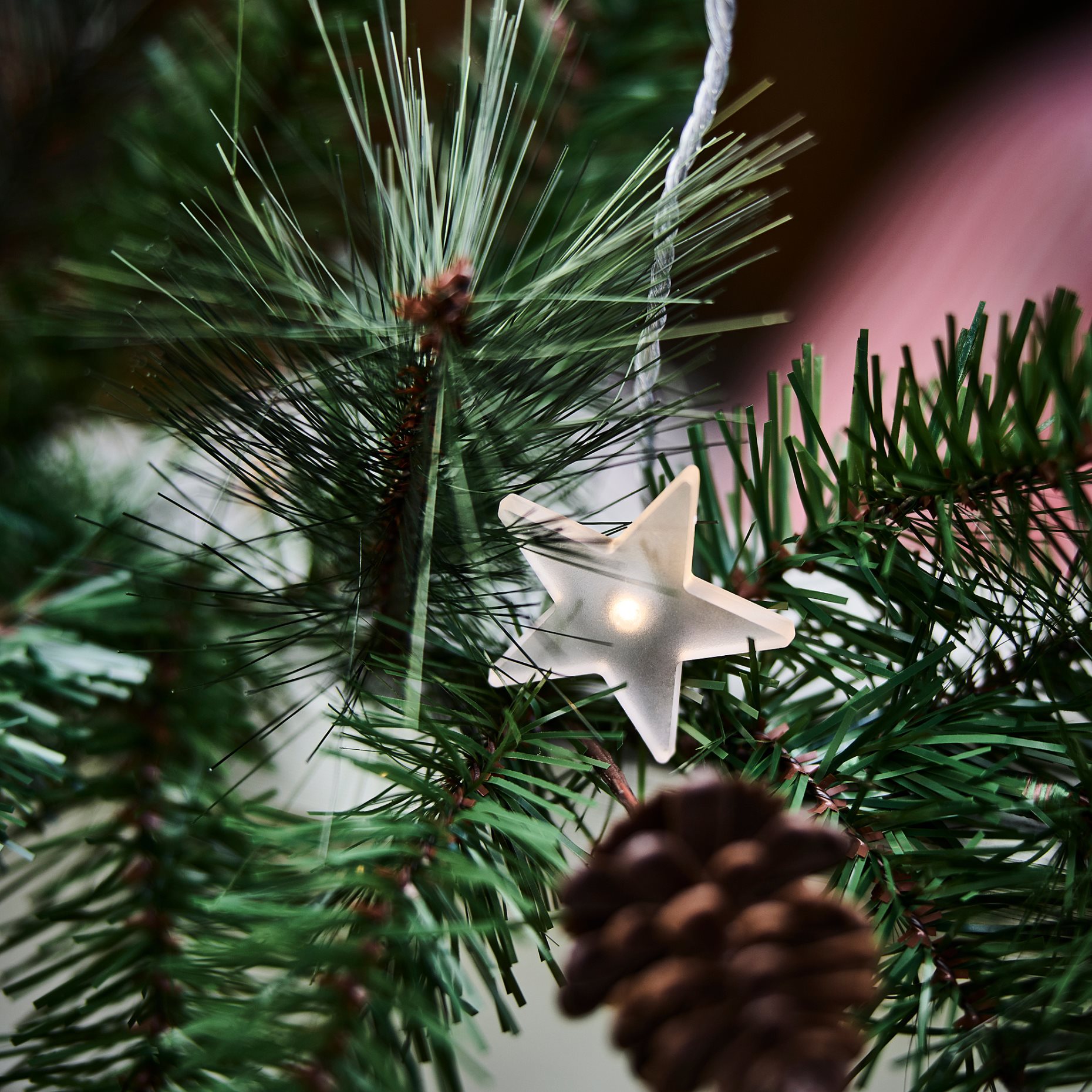 VINTERFINT, κουρτίνα με ενσωματωμένο φωτισμό LED/48 λαμπτήρες, εξωτερικού χώρου/αστέρι, 605.990.91