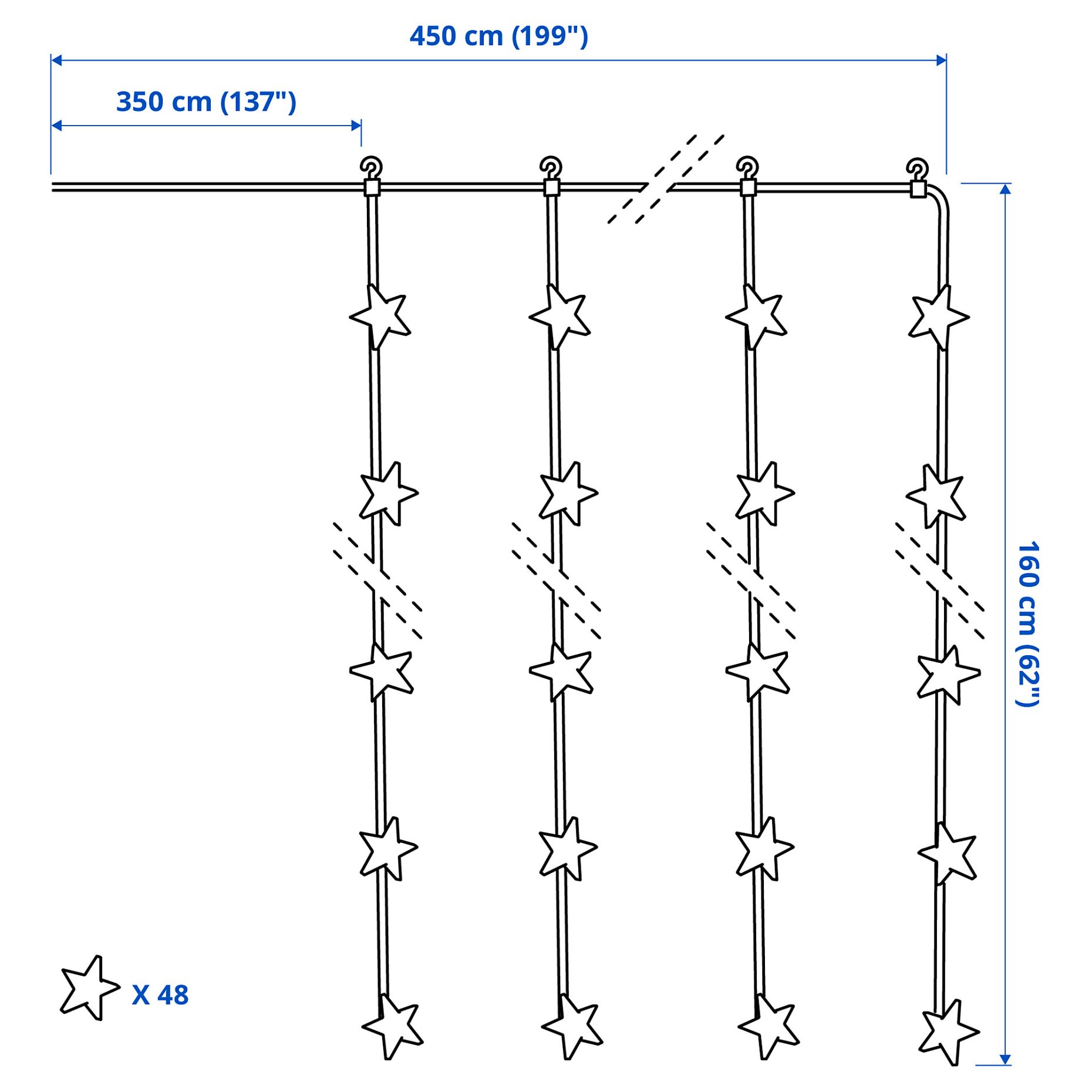 VINTERFINT, κουρτίνα με ενσωματωμένο φωτισμό LED/48 λαμπτήρες, εξωτερικού χώρου/αστέρι, 605.990.91