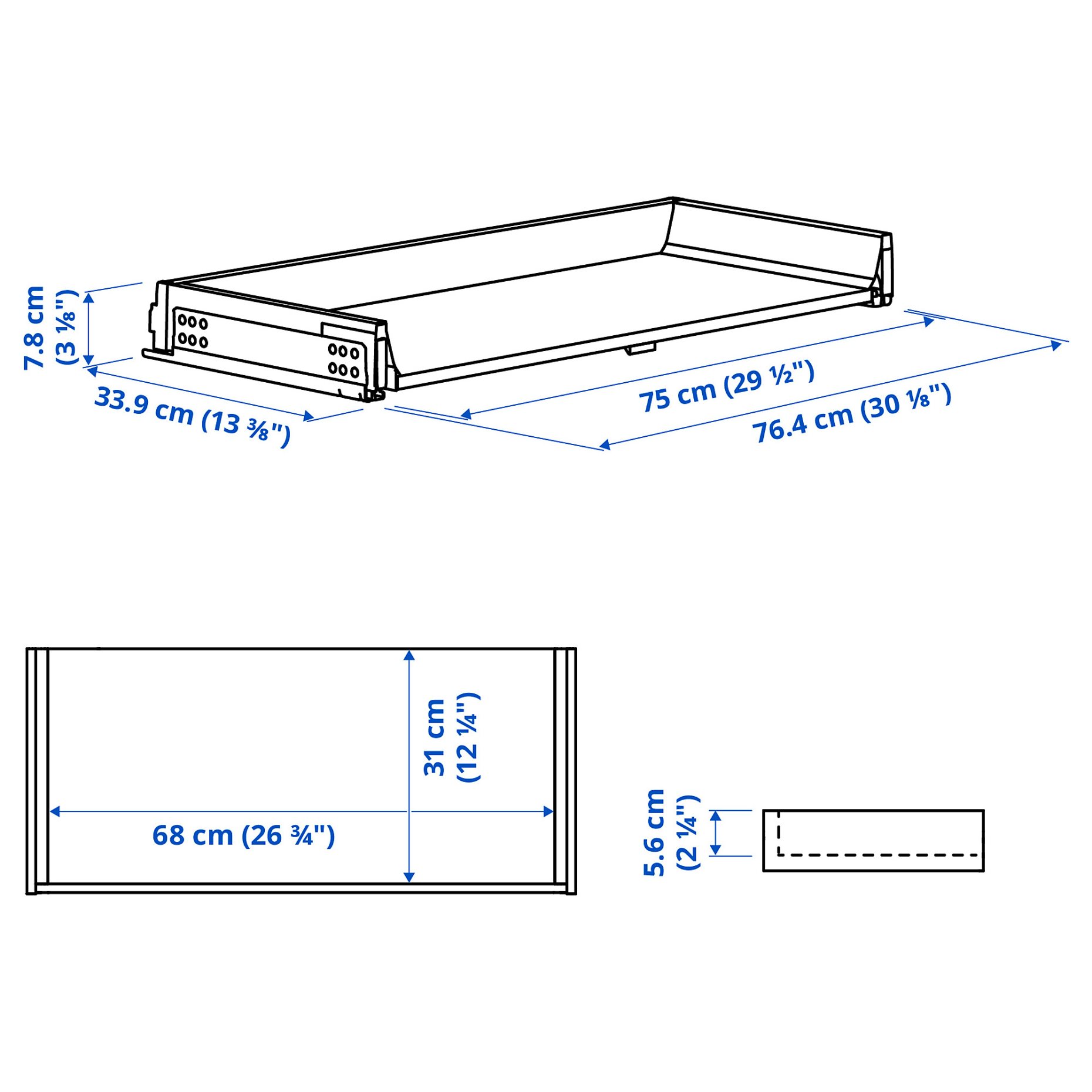 KNIVSHULT, drawer low, 80x37 cm, 606.006.69