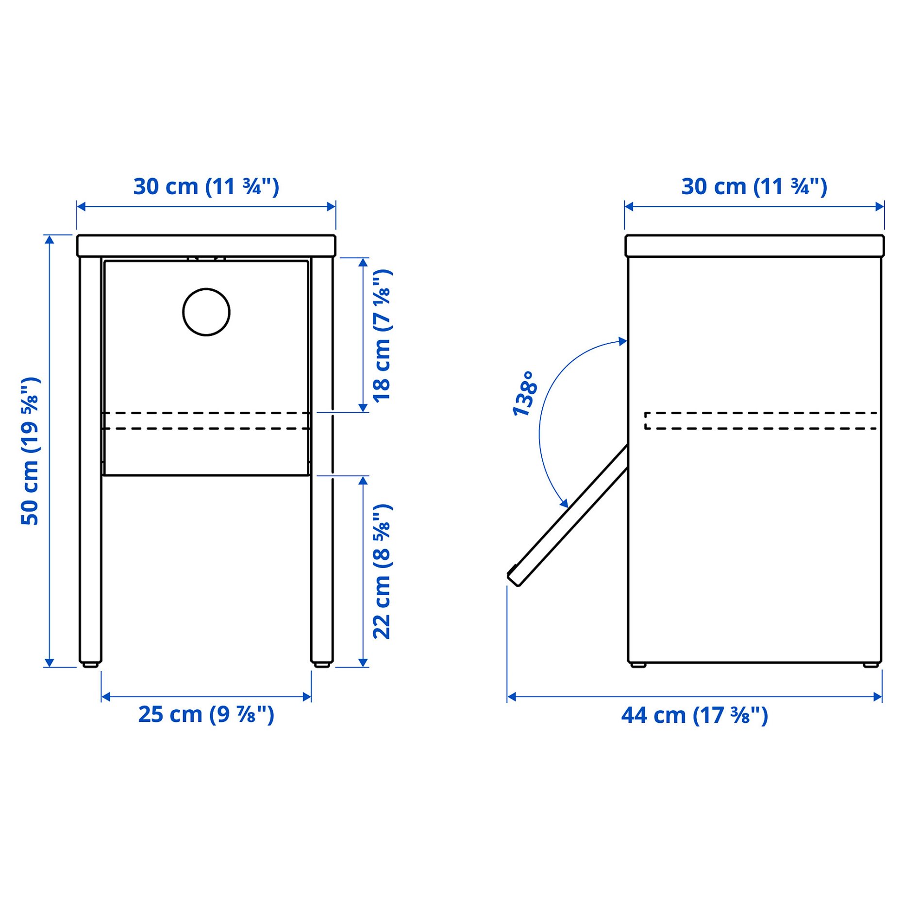 IKEA PS 2026, bedside table with flip-down door, 30x30x50 cm, 606.199.42