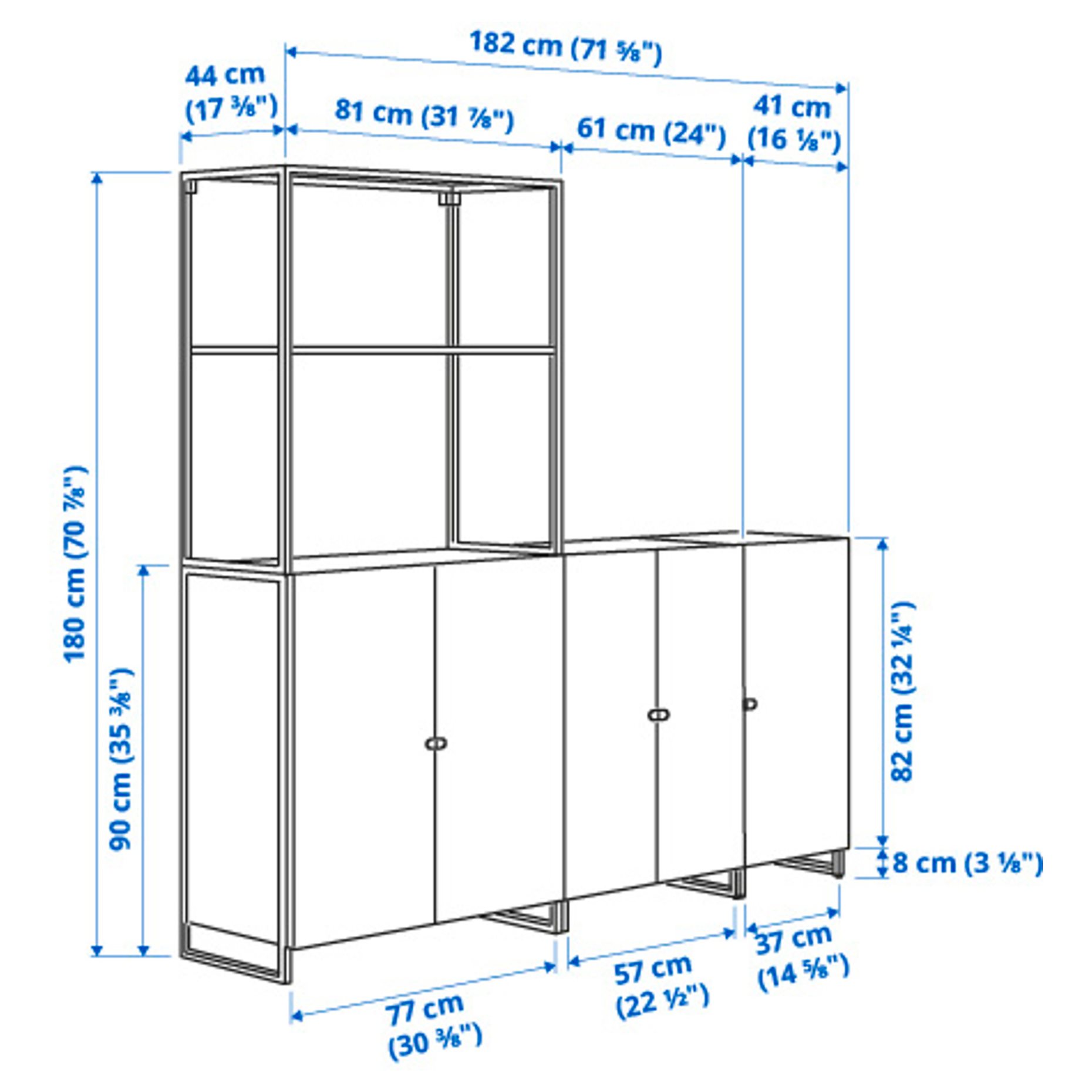 JOSTEIN, shelving unit with doors/in/outdoor, 182x44x180 cm, 694.372.97