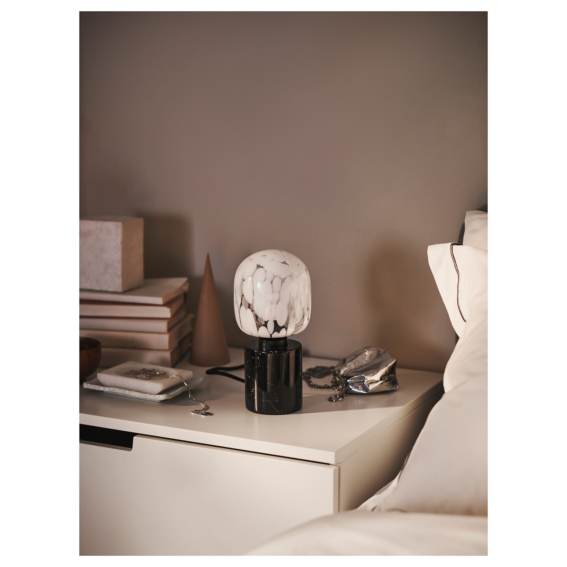 MARKFROST/MOLNART, table lamp with light bulb/tube-shaped/marble, 694.945.65