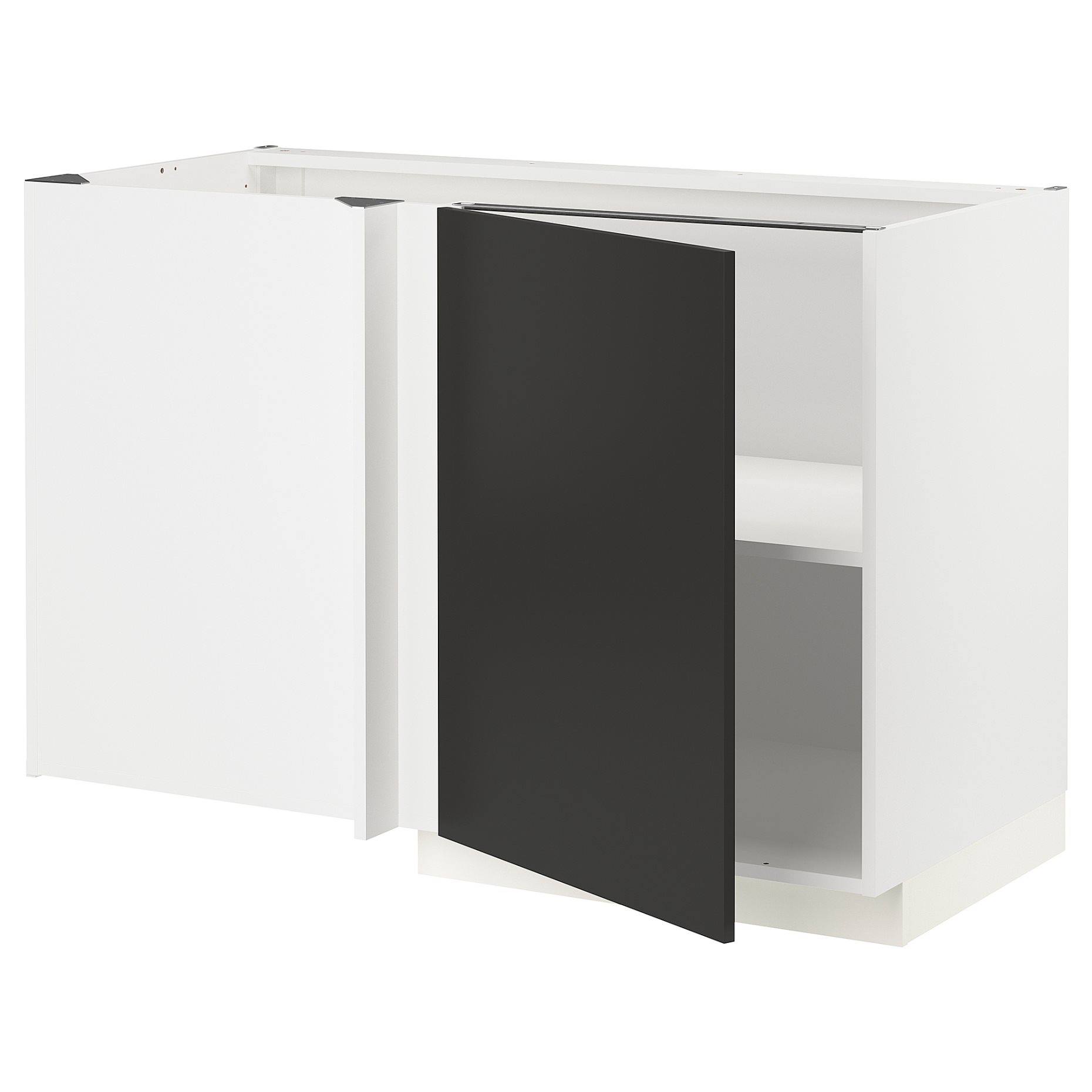 METOD, corner base cabinet with shelf, 128x68 cm, 694.989.31