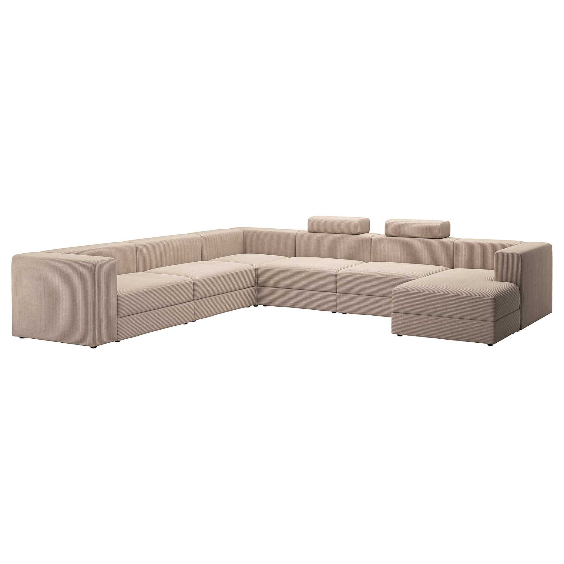 JÄTTEBO, U-shaped sofa 7-seat with chaise longue/right with headrests, 695.106.12