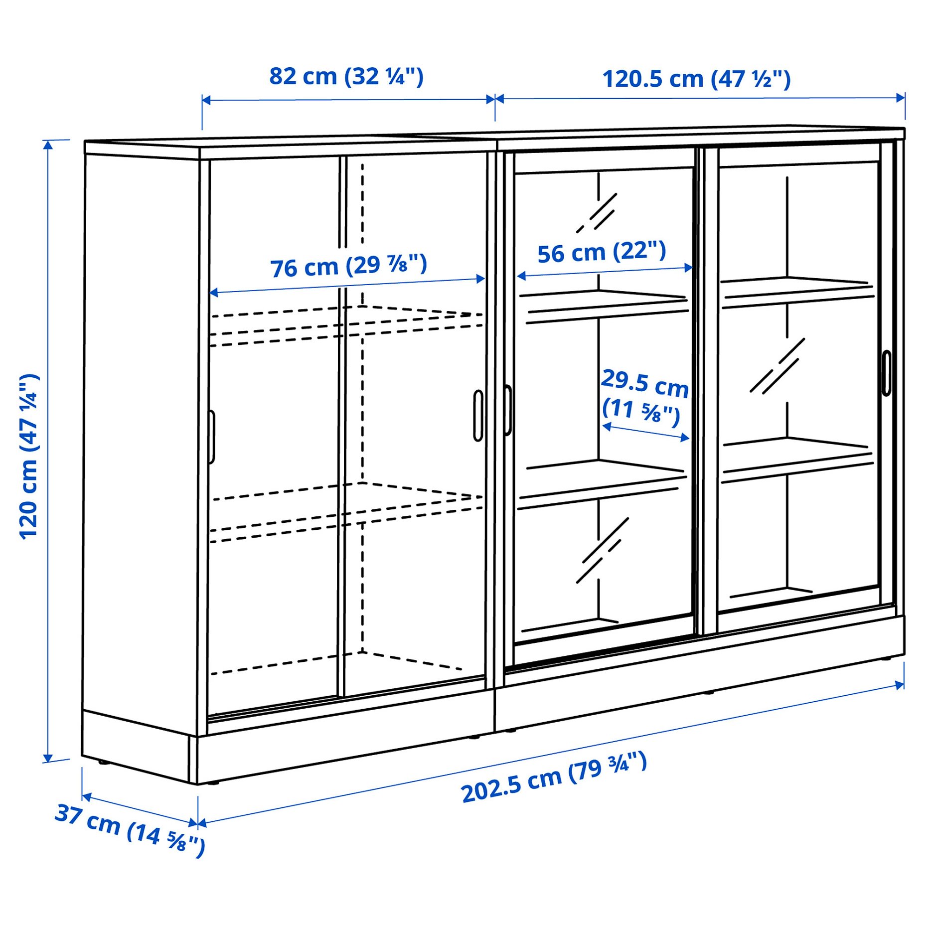 TONSTAD, storage combination with sliding doors, 202x120 cm, 695.150.68