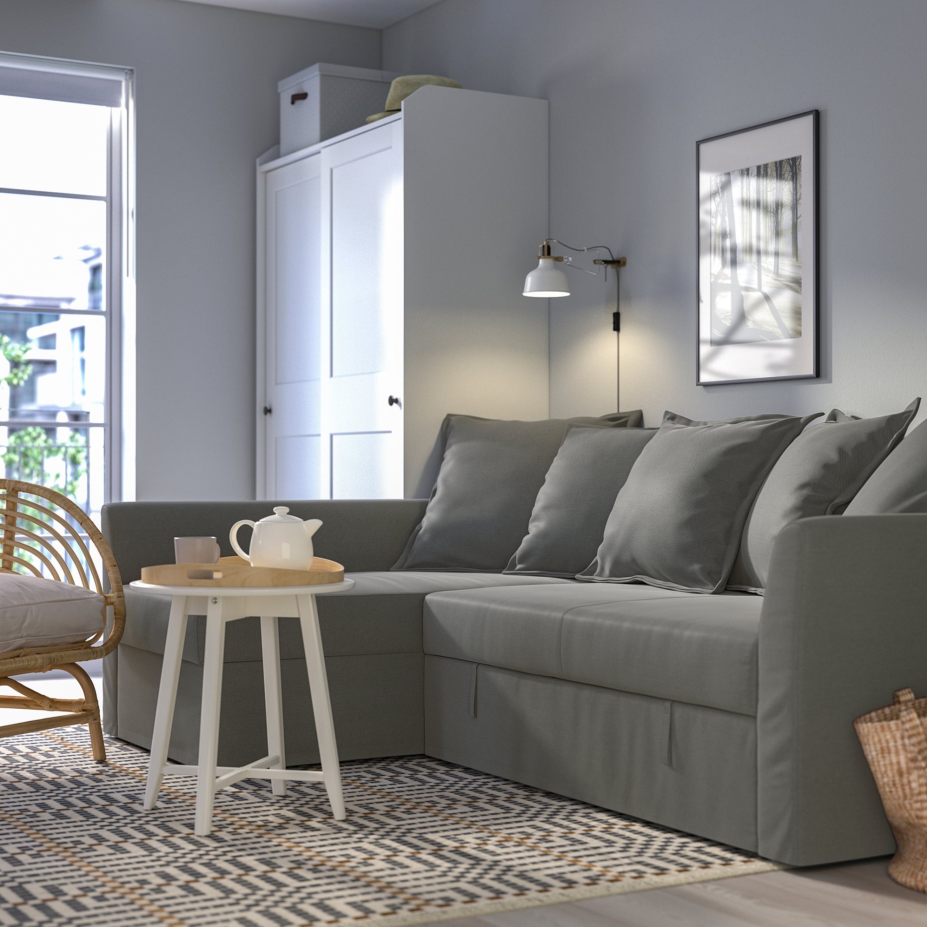 HOLMSUND, corner sofa-bed, 695.168.93