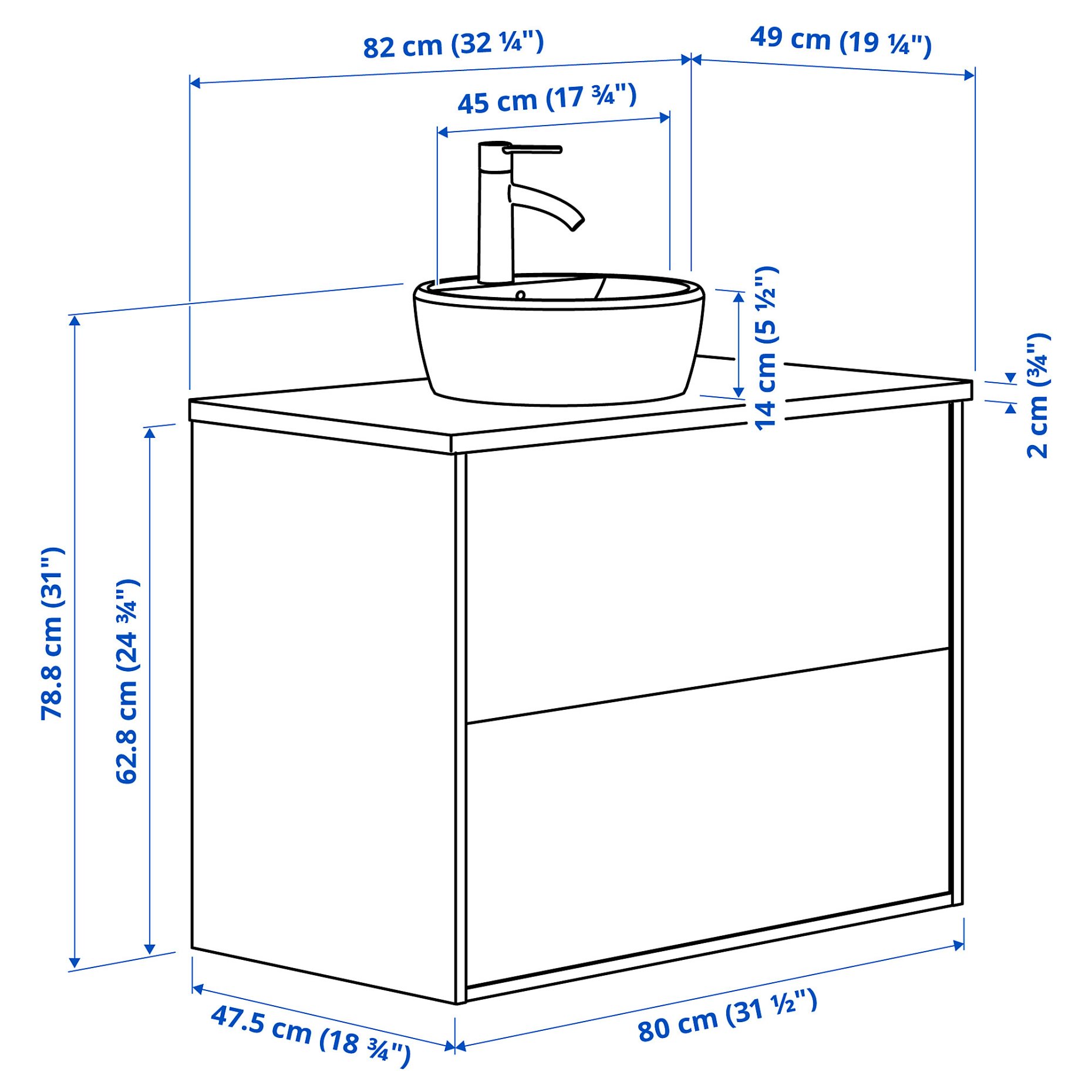 HAVBACK/TORNVIKEN, wash-stand with drawers/wash-basin/tap, 82x49x79 cm, 695.214.08