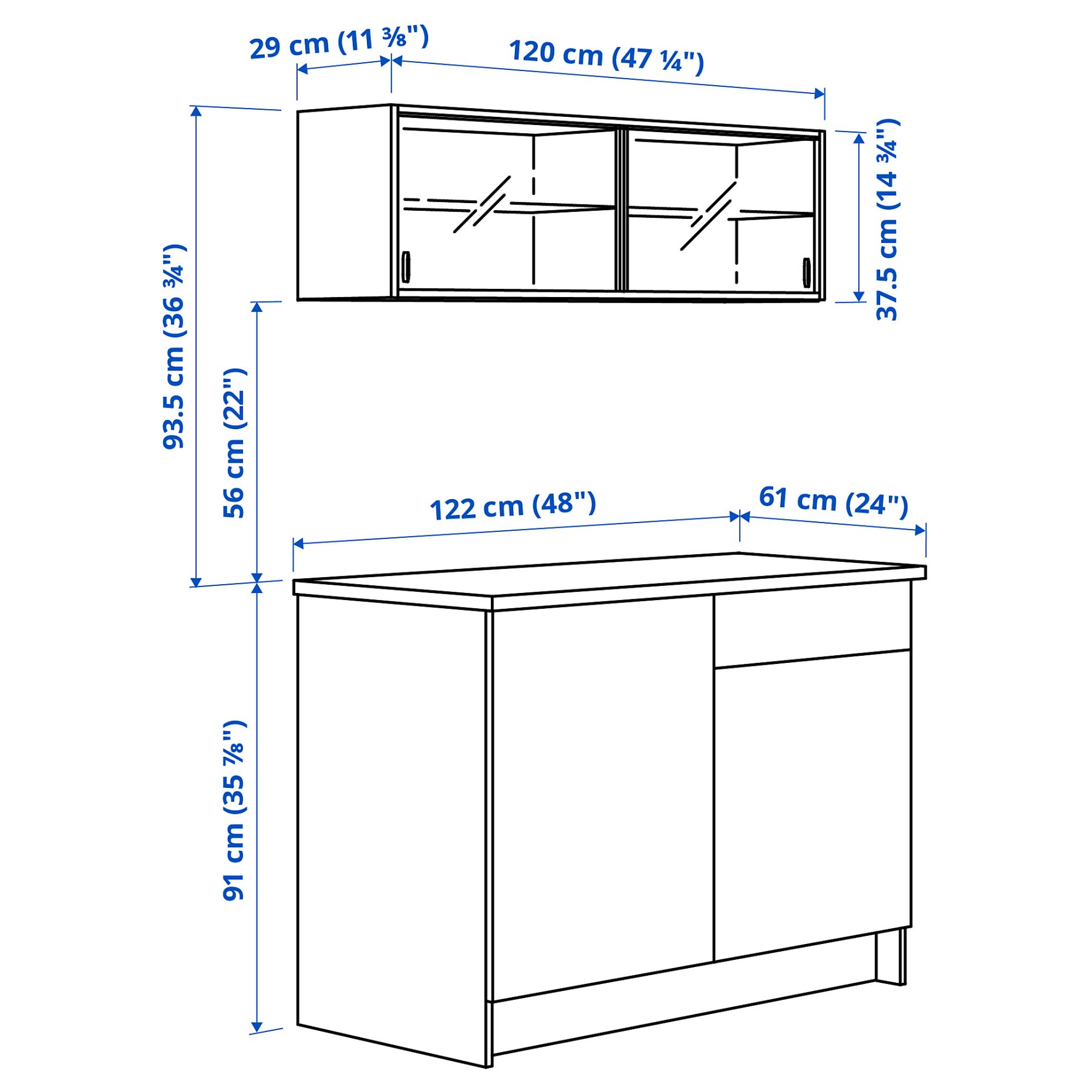 KNOXHULT, κουζίνα, 120x61x220 cm, 695.811.24