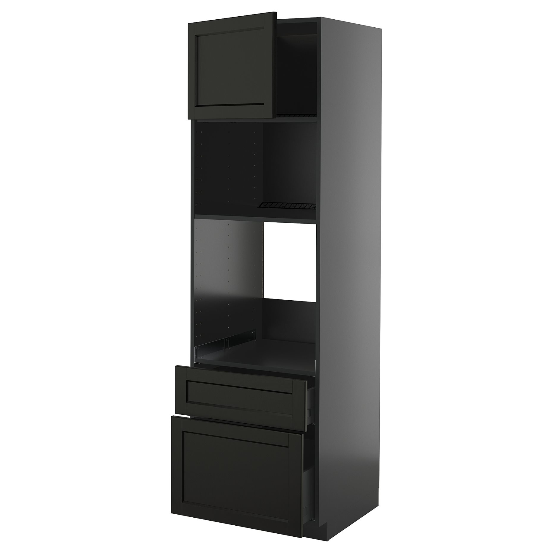 METOD/KNIVSHULT, high cabinet for oven/microwave with door/2 drawers, 60x60x200 cm, 695.876.06