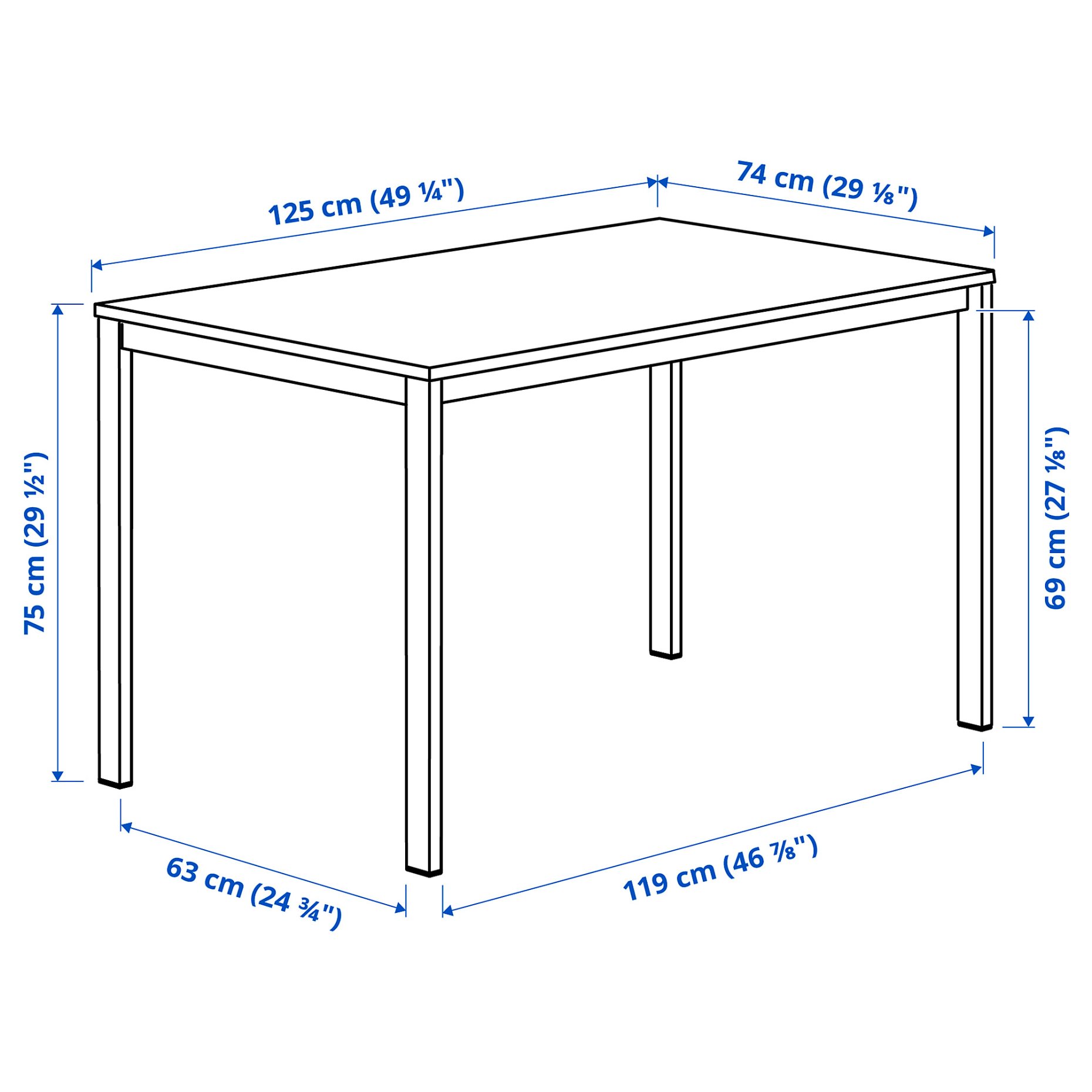 VIHALS/BUSLÄTT, τραπέζι και 4 καρέκλες, 125x74 cm, 695.904.73