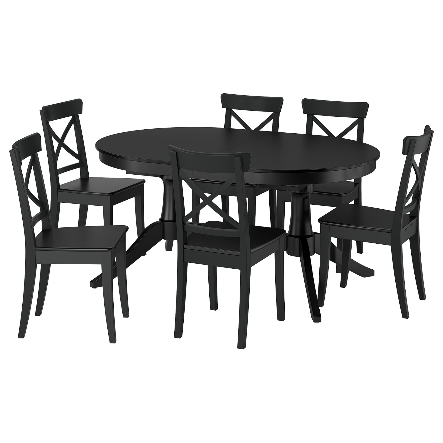 ROSENTORP, table and 6 chairs, 160/215x110 cm, 696.101.26