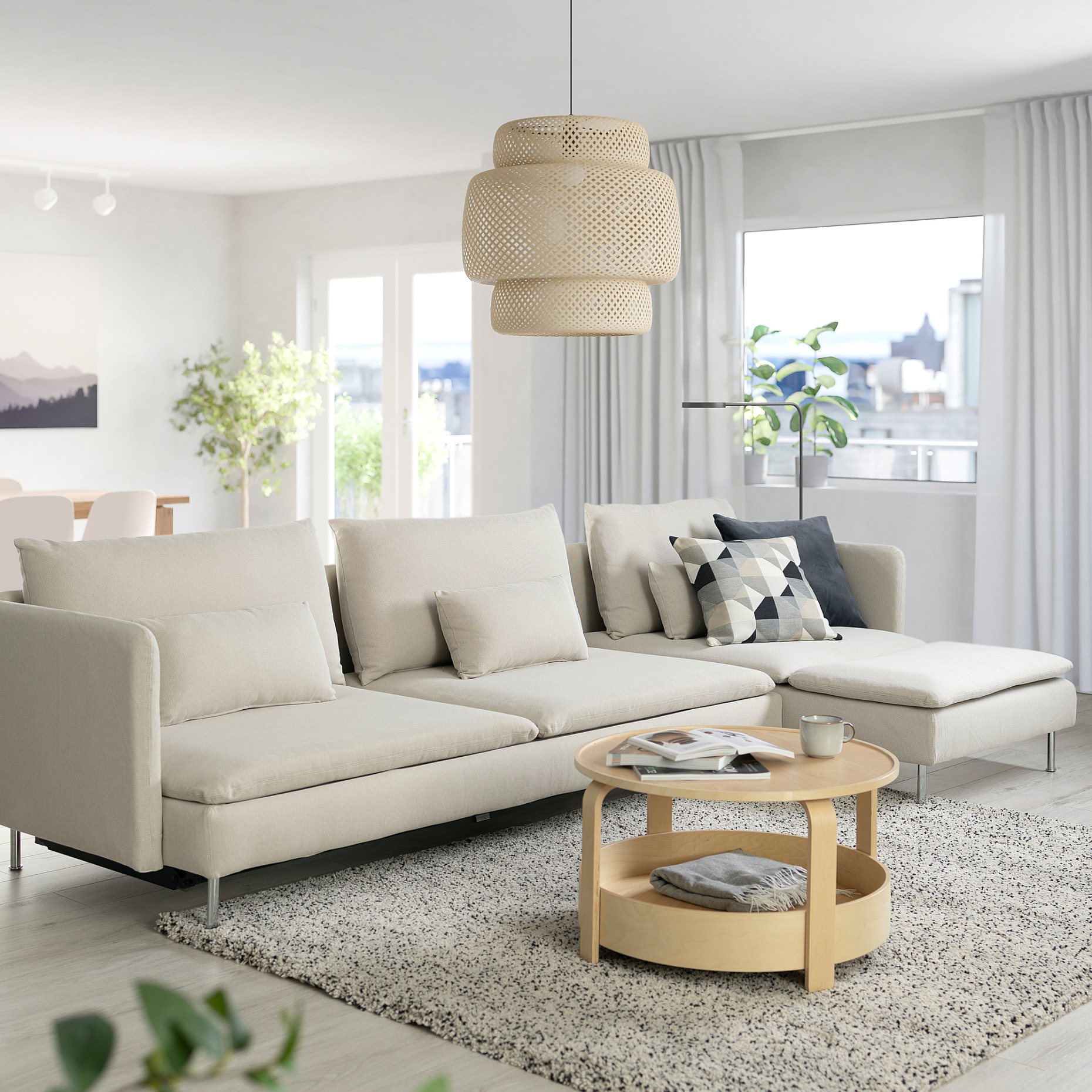 SÖDERHAMN, 4-seat sofa-bed with chaise longue, 696.161.28