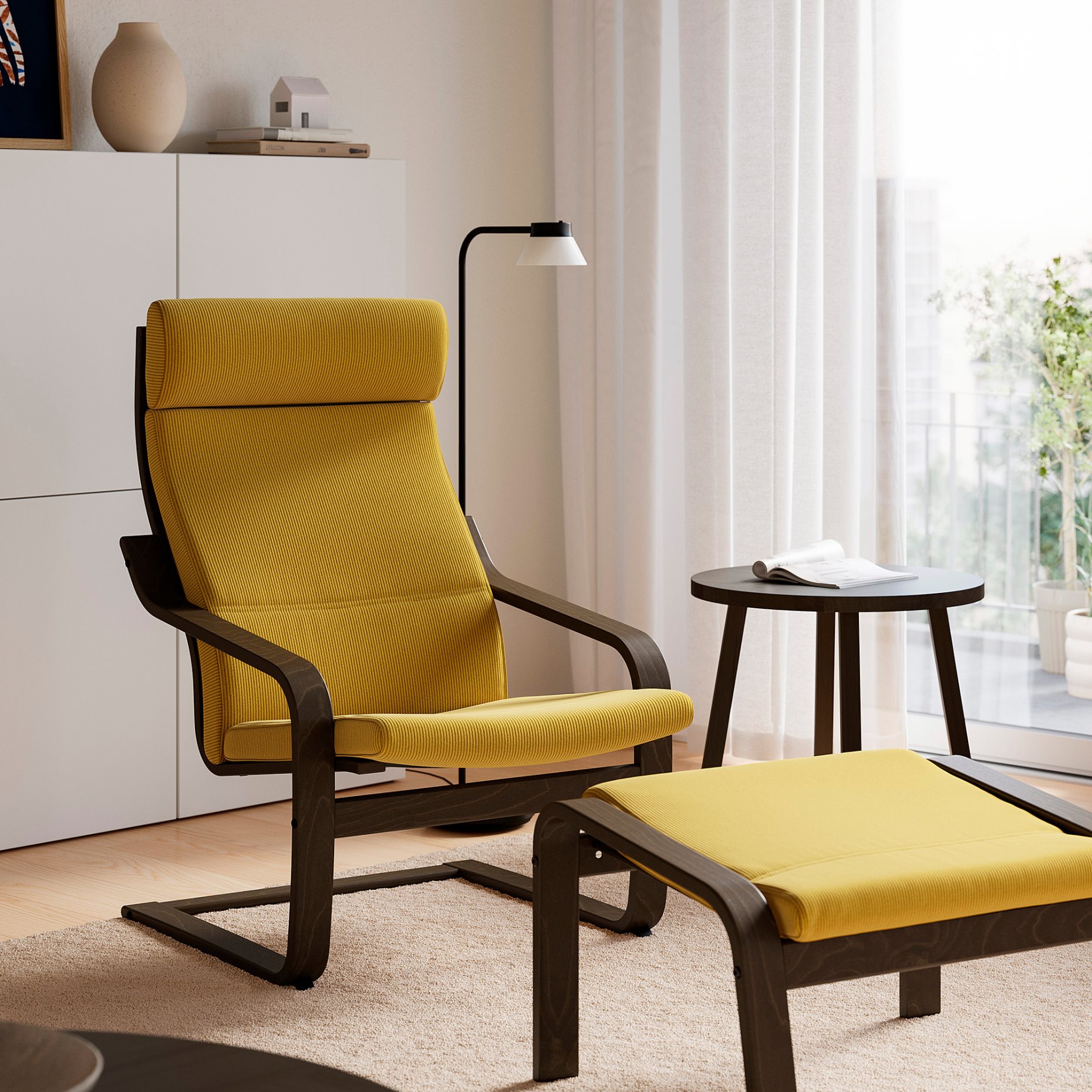 POÄNG, armchair and footstool, 696.254.63