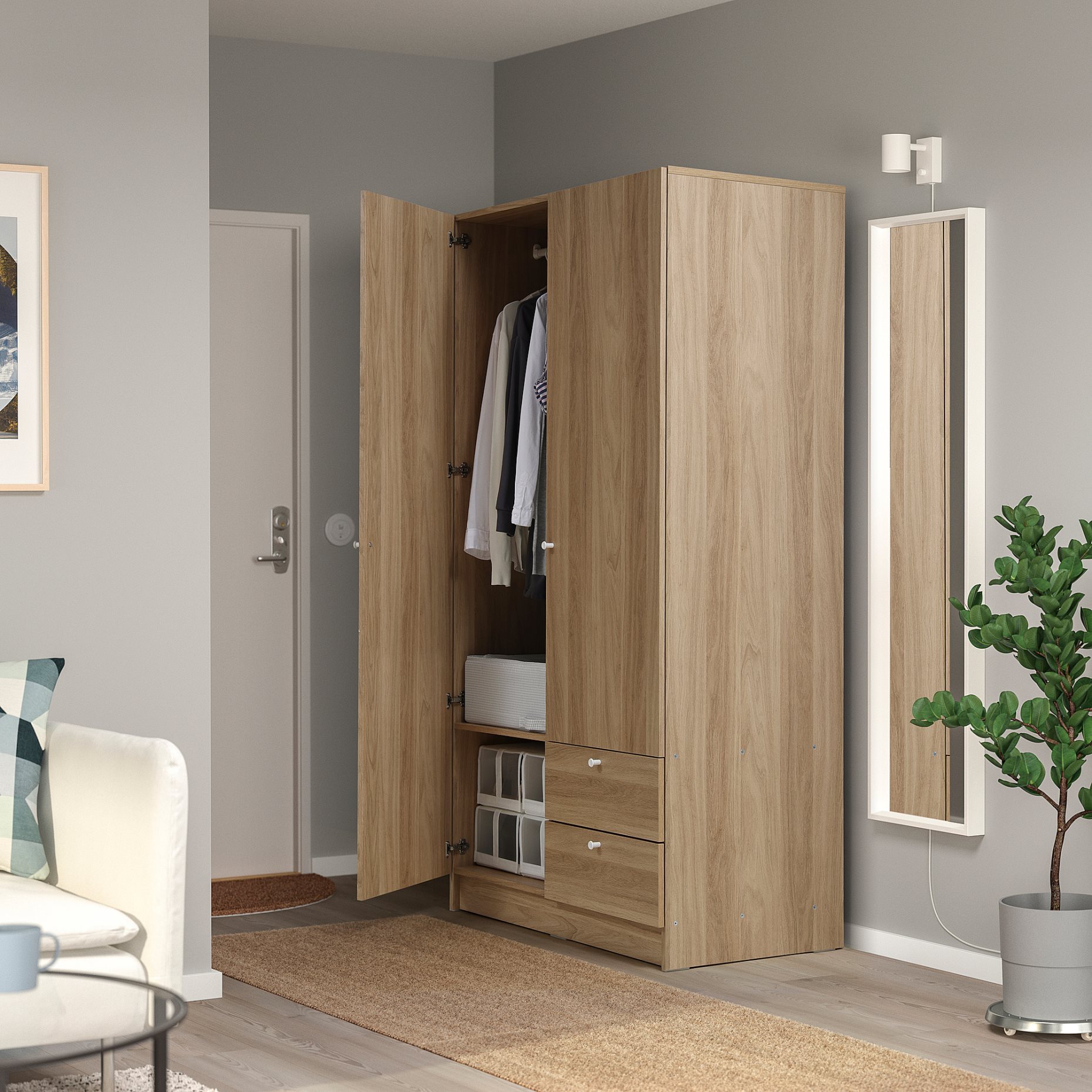 VILHATTEN, wardrobe with 2 doors and 2 drawers, 98x57x190 cm, 705.306.09