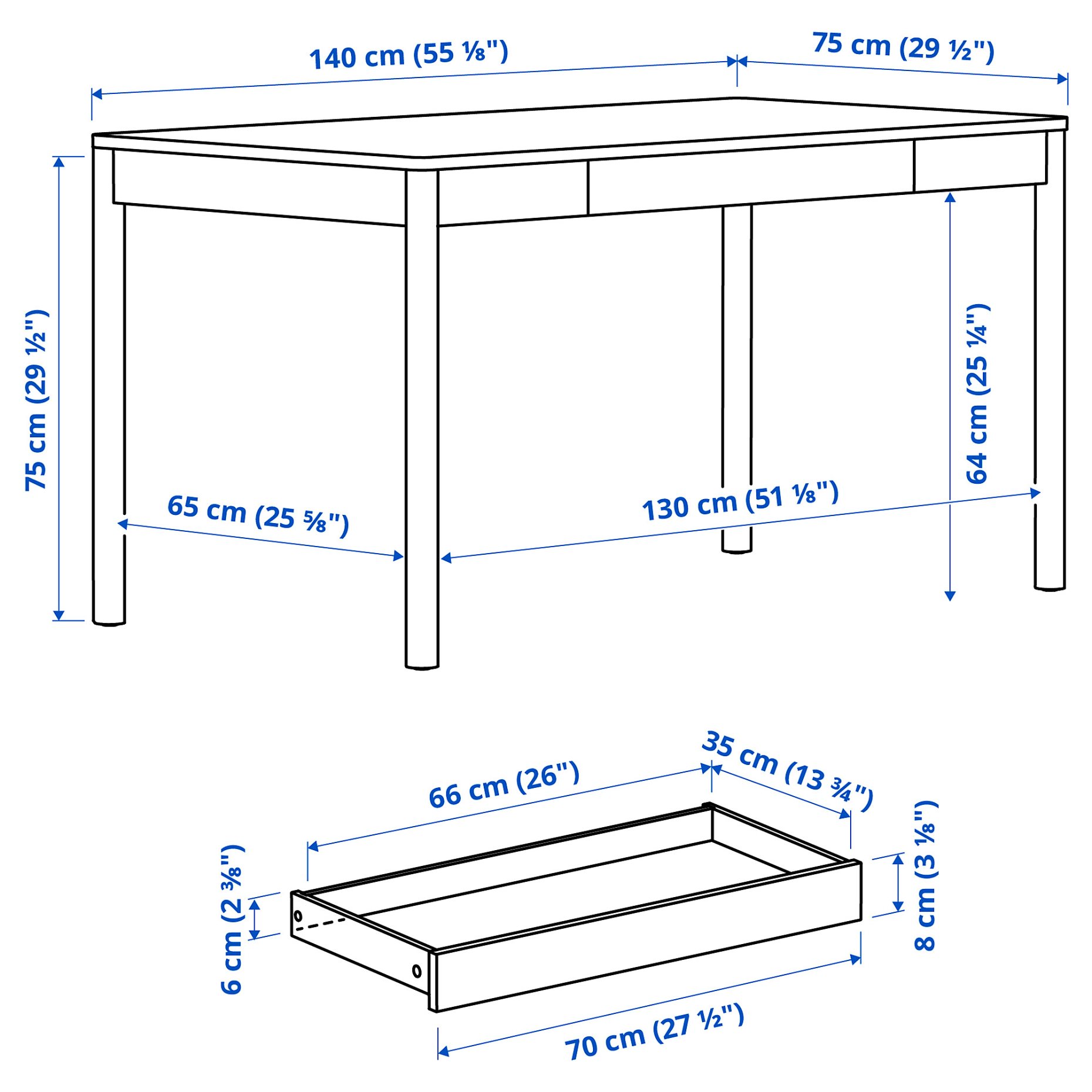 TONSTAD, desk, 140x75 cm, 705.382.00
