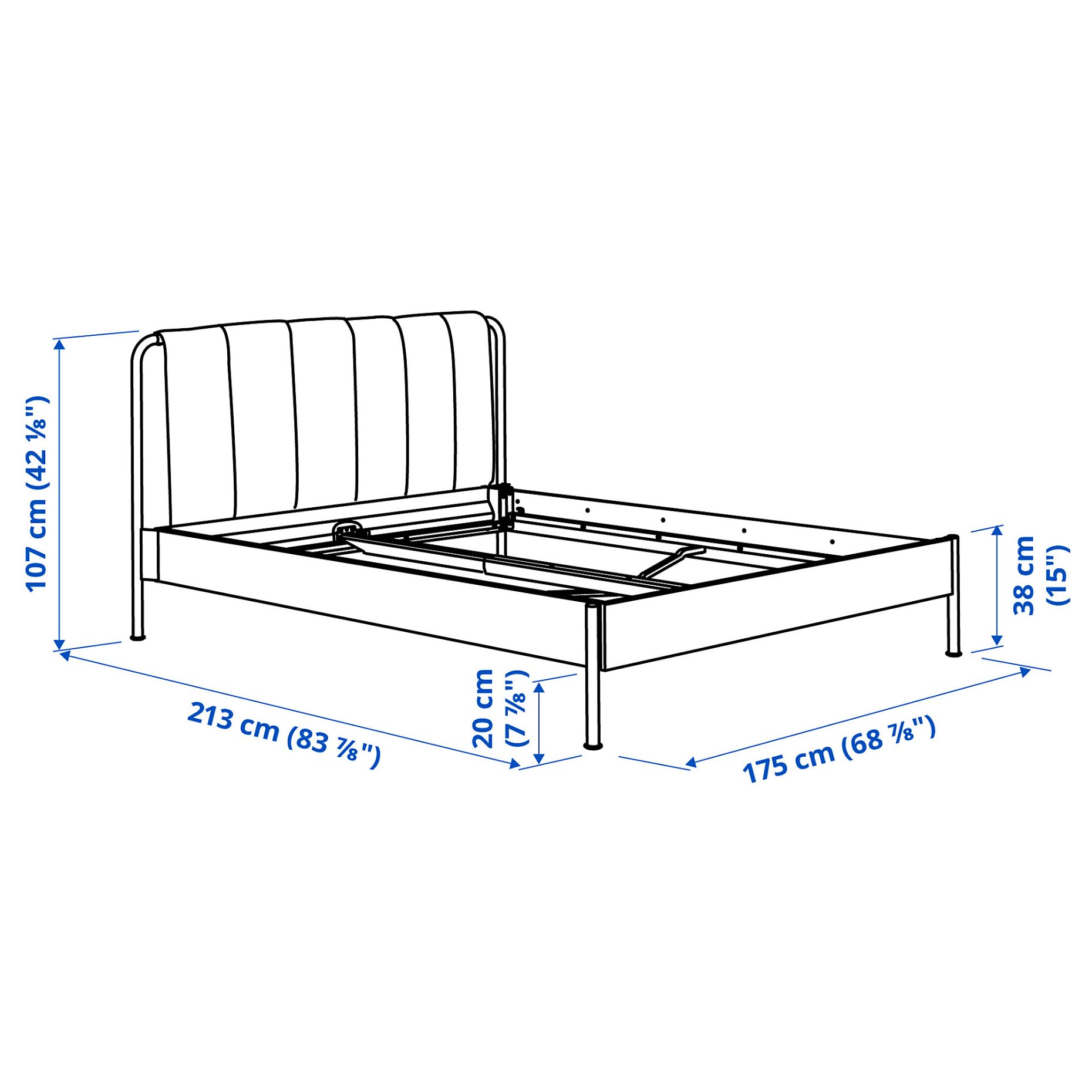 TÄLLÅSEN, upholstered bed frame, 160x200 cm, 705.389.26