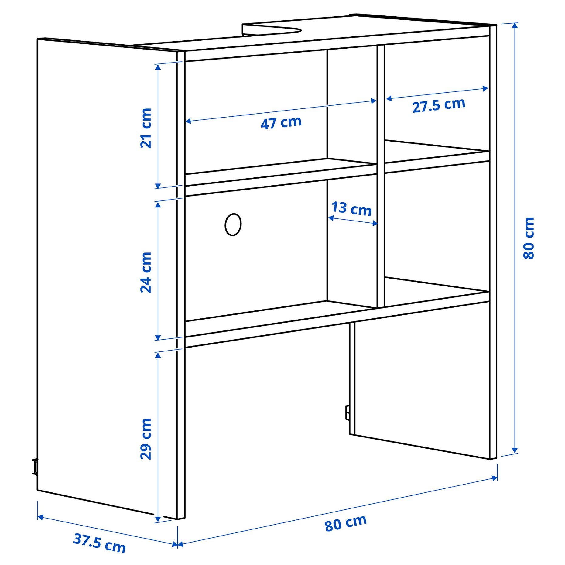 METOD, wall cabinet frame for built in extractor hood, 80x37x80 cm, 705.476.43