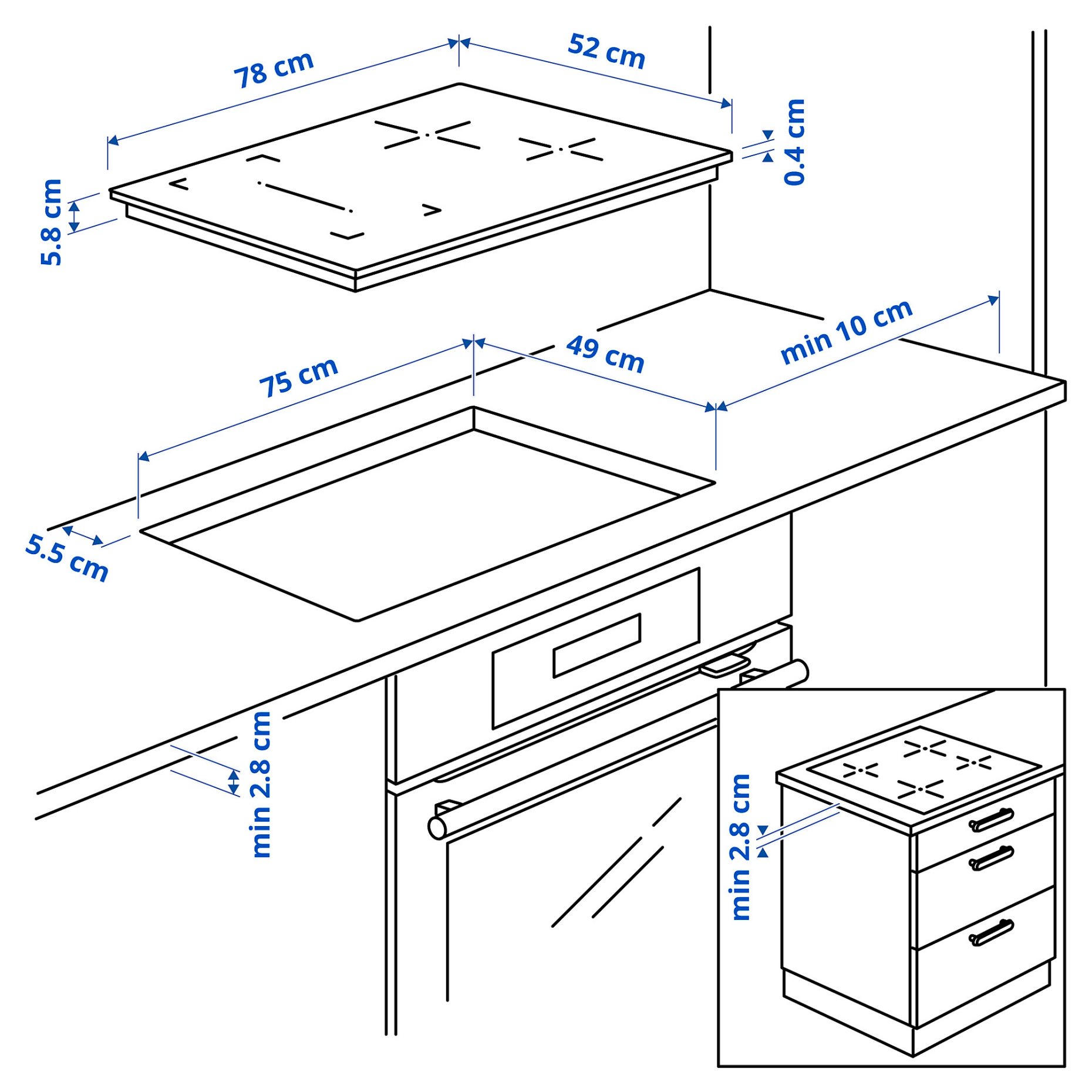 ROGESTAD, induction hob/IKEA 500, 78 cm, 705.595.13