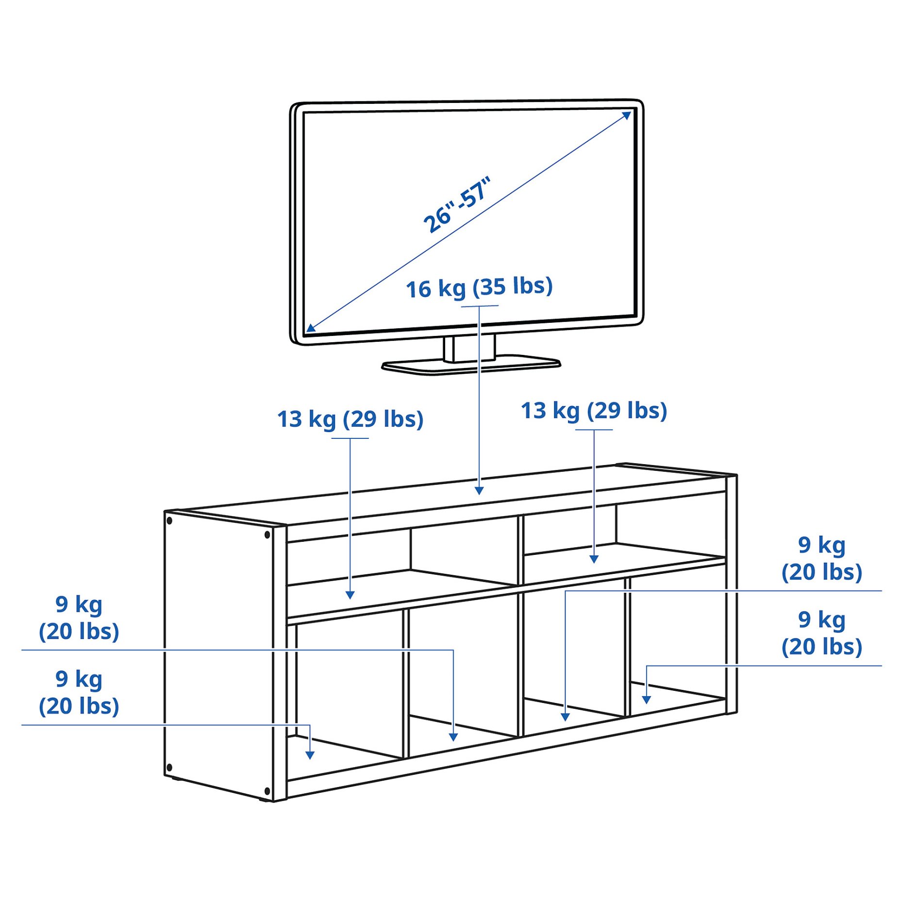 KALLAX, TV bench, 147x60 cm, 705.620.87