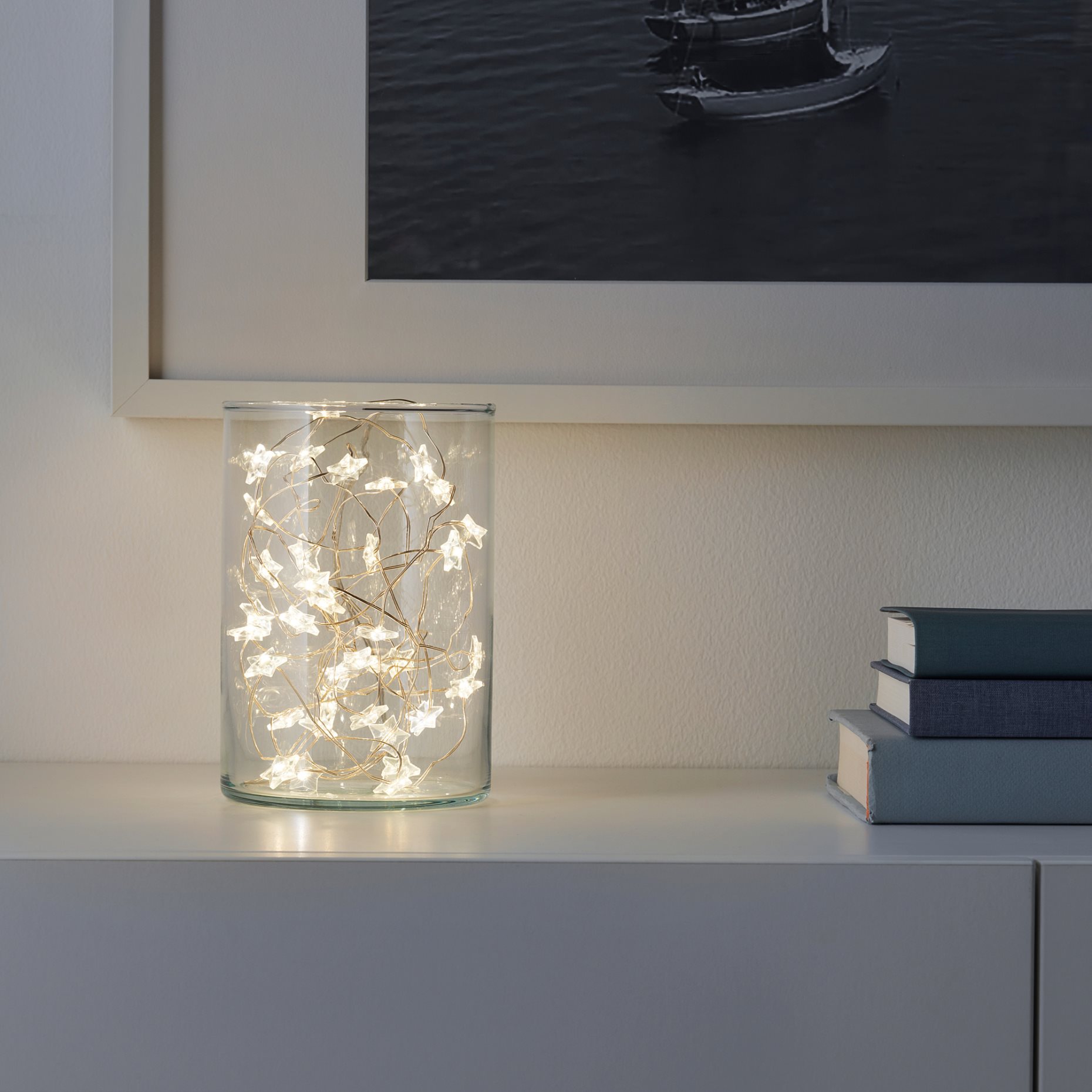 FRÖJDA, chain with built-in LED light source/40 lights/battery-operated mini/star, 705.821.51