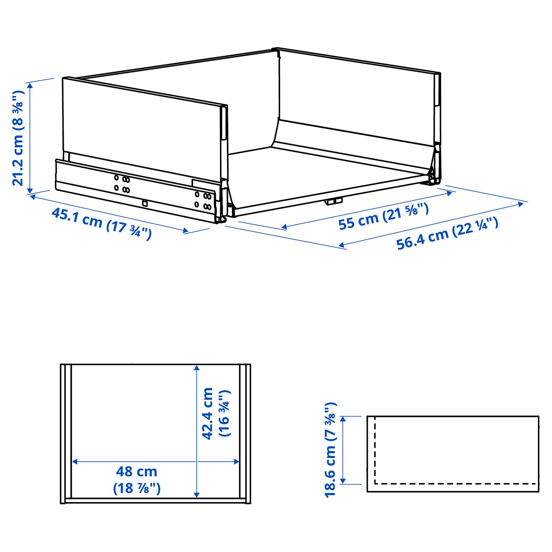 KNIVSHULT, drawer high, 60x45 cm, 706.006.59