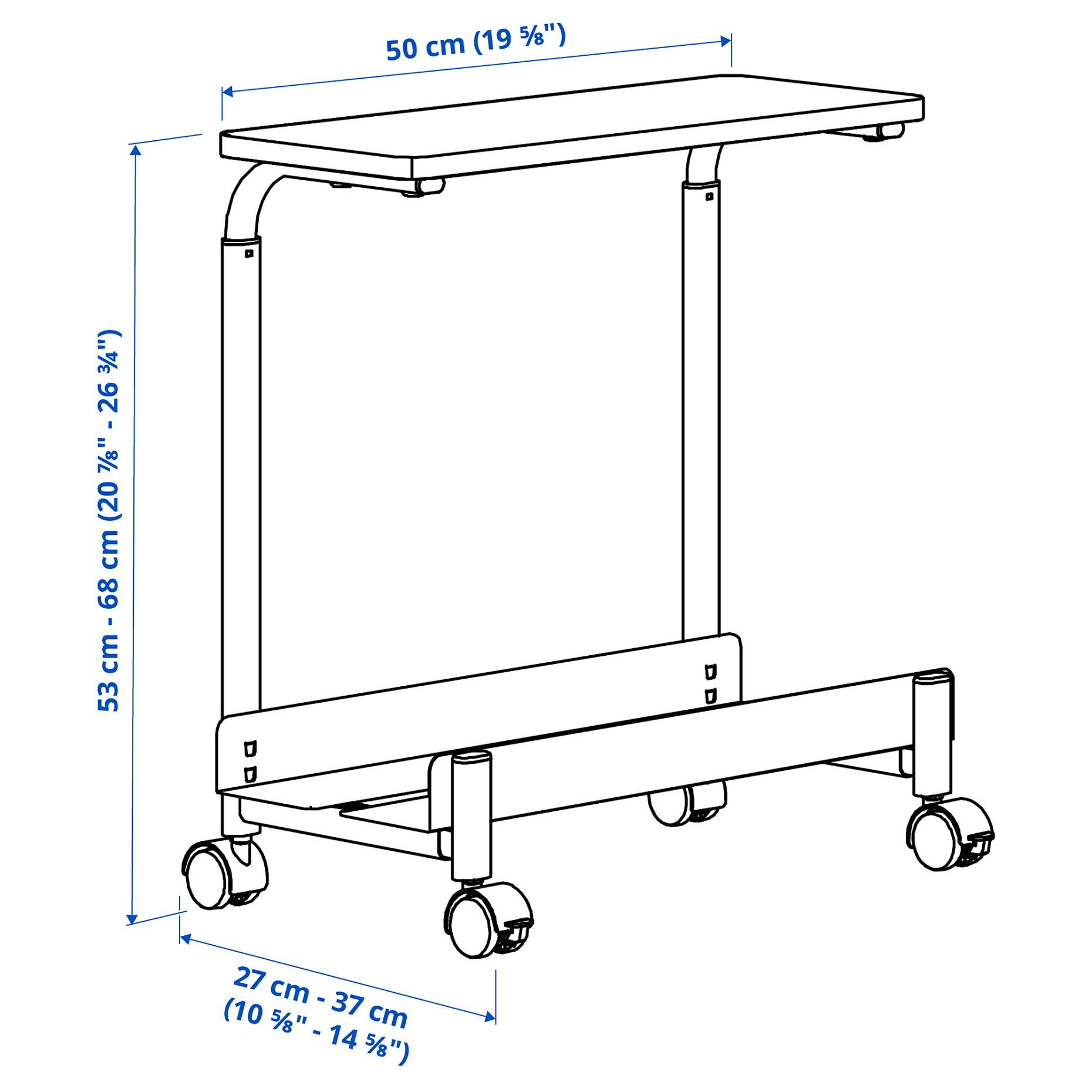 LÅNESPELARE, computer cart with shelf, 50x27 cm, 706.130.63
